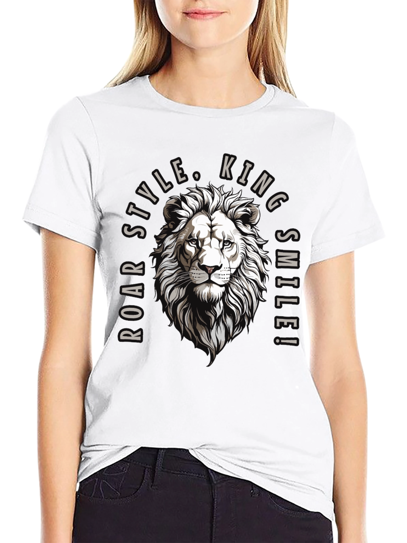 Roar Style King Lion Graphic Black T-Shirt