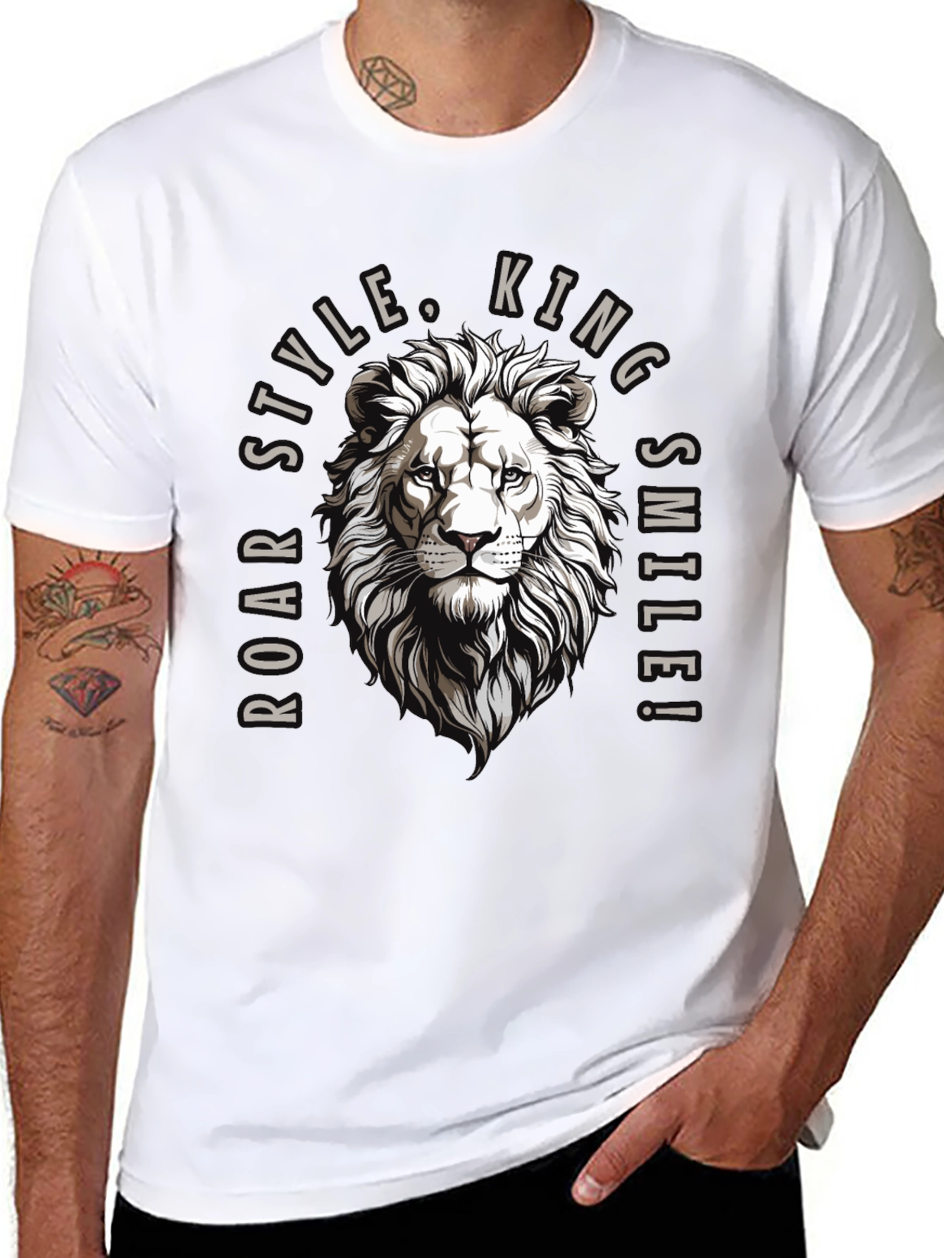 Roar Style King Lion Graphic Black T-Shirt