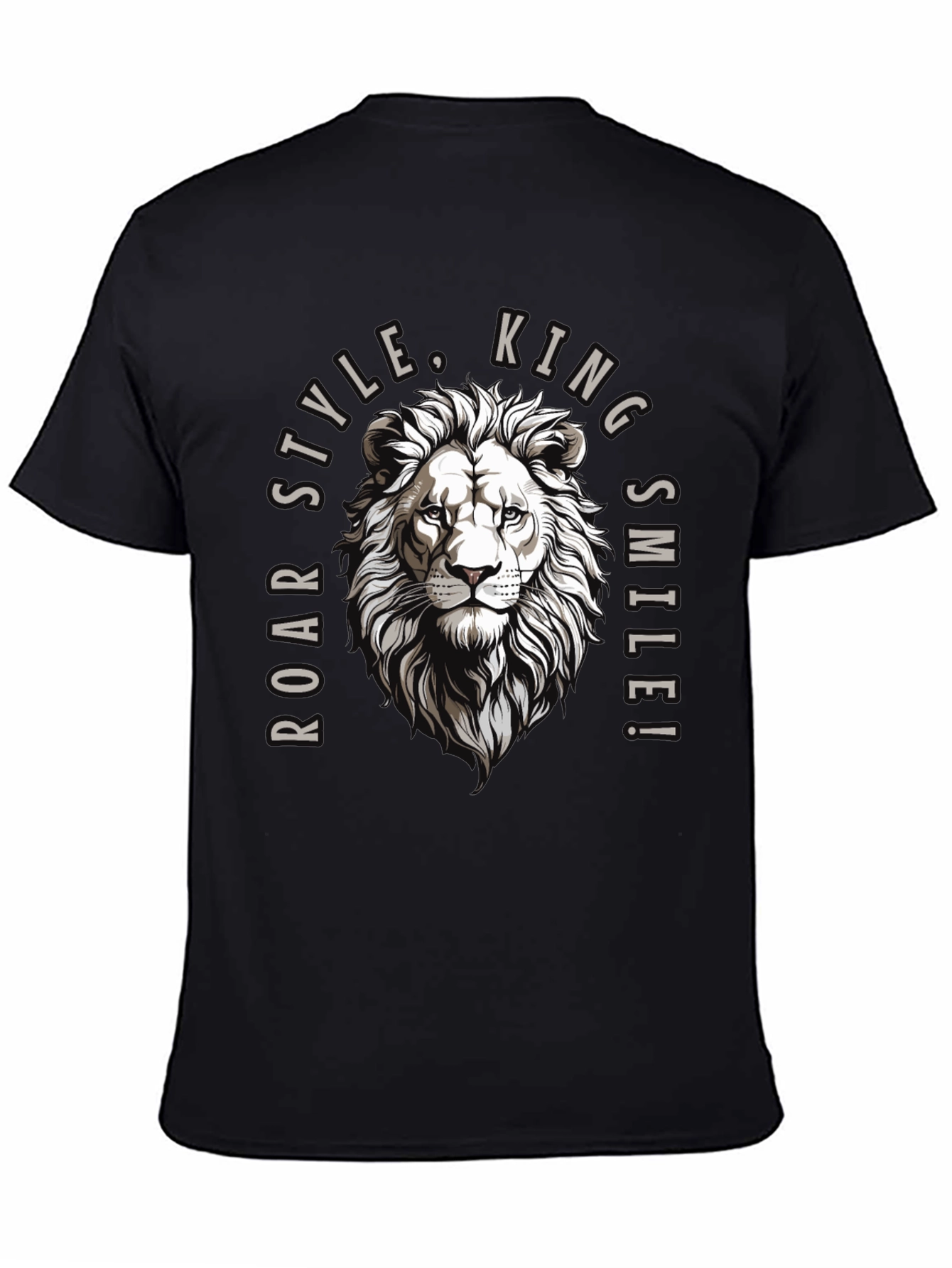 Roar Style King Lion Graphic Black T-Shirt