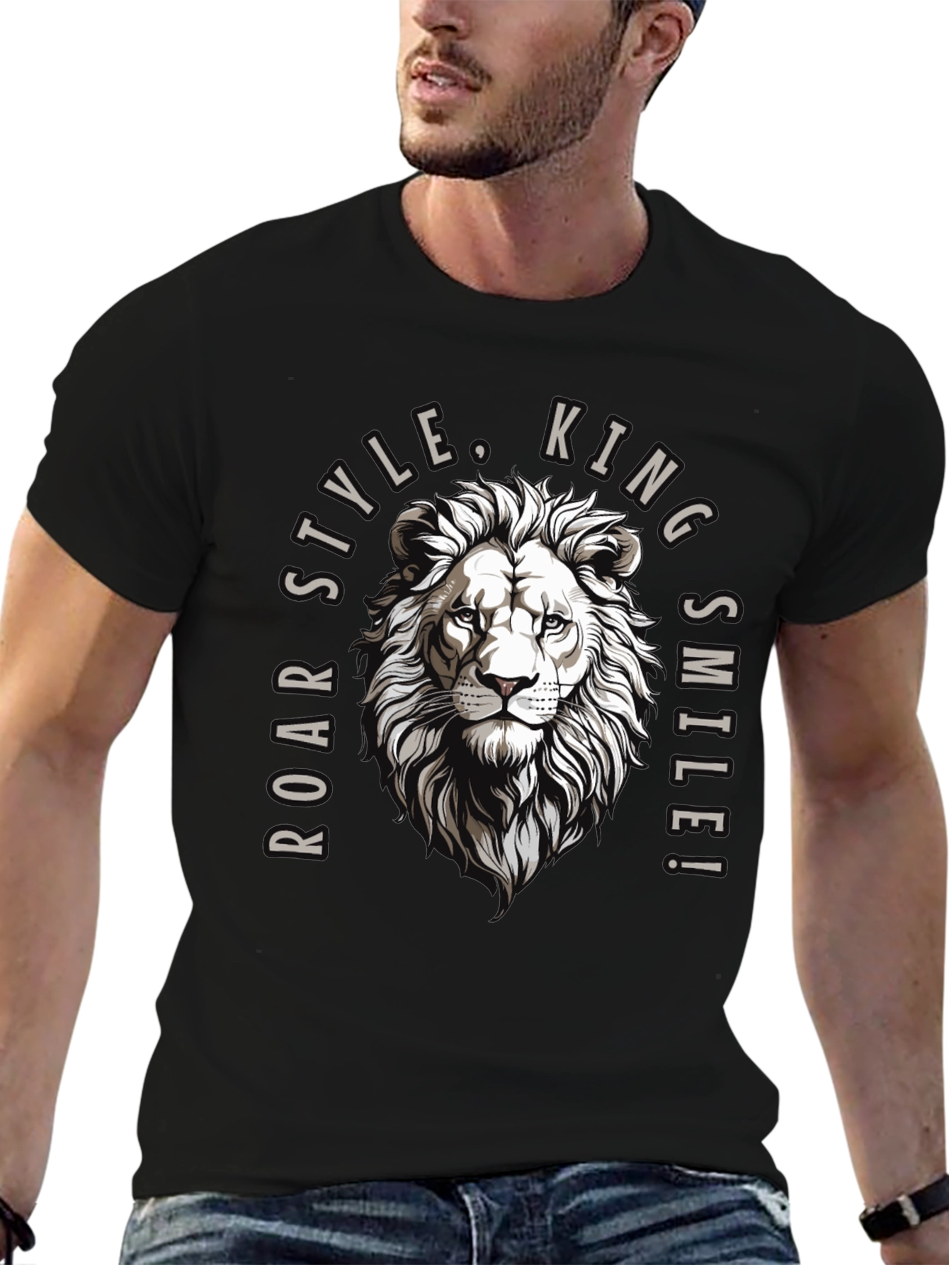 Roar Style King Lion Graphic Black T-Shirt