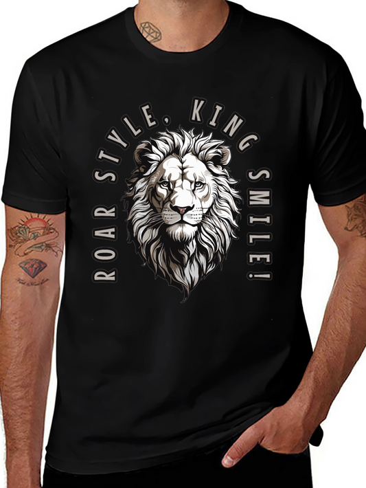 Roar Style King Lion Graphic Black T-Shirt