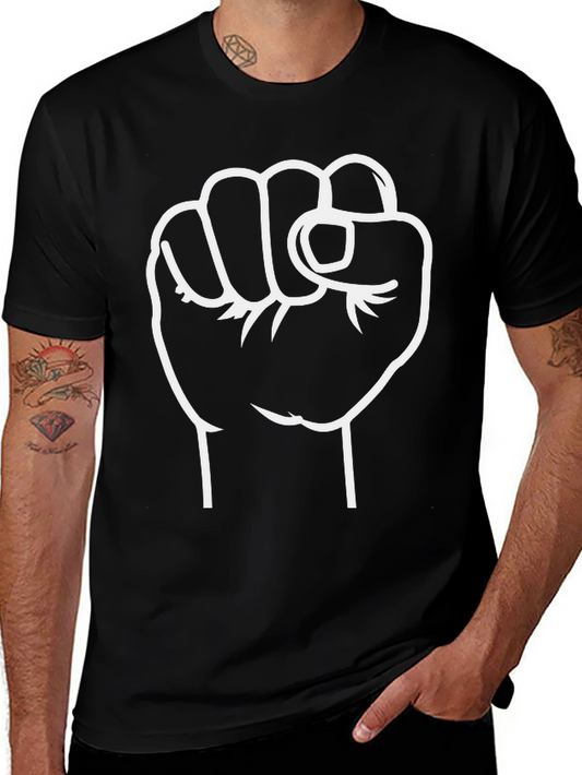 Power Fist Graphic Tee - Black Cotton Comfort