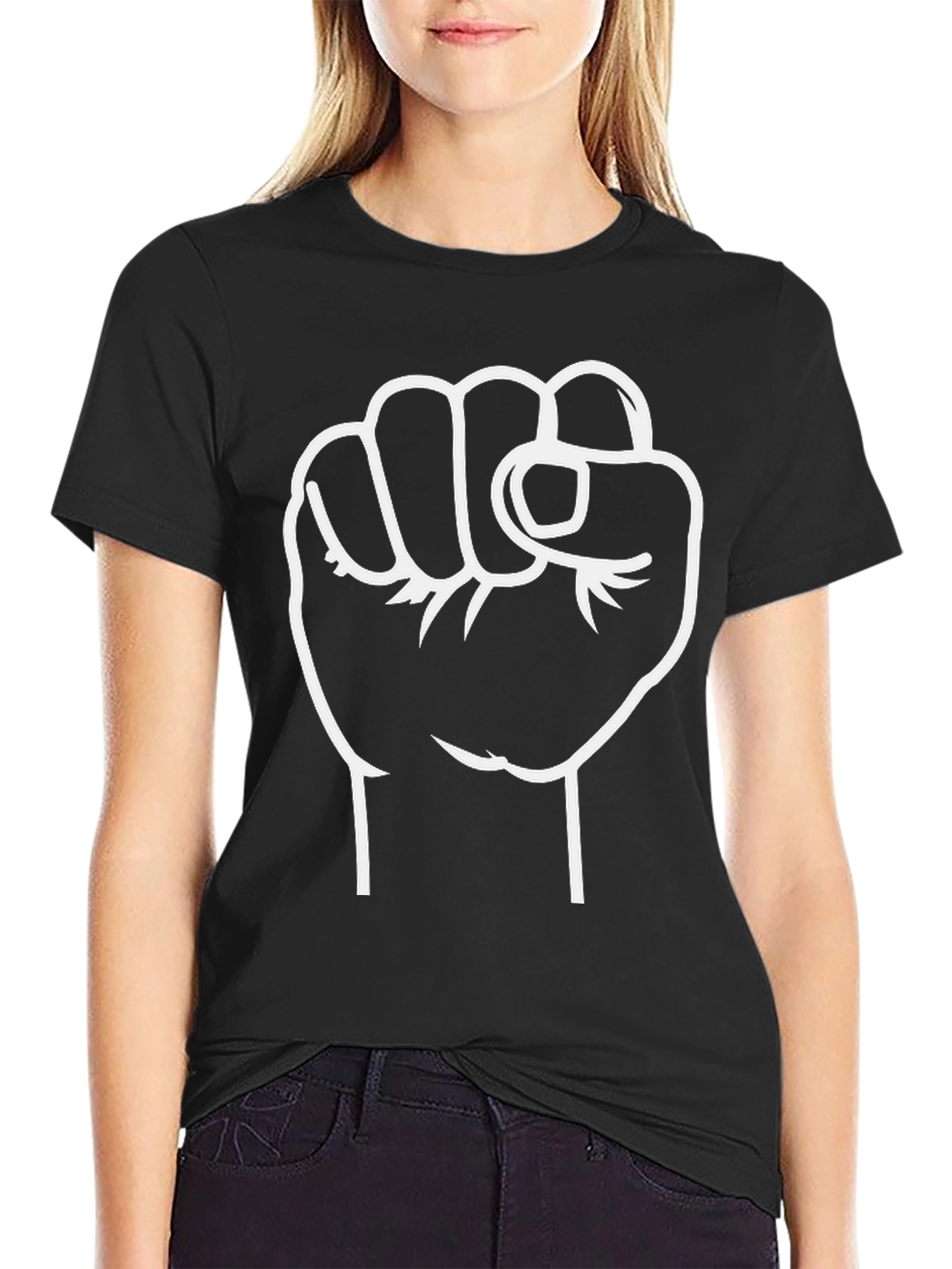 Power Fist Graphic Tee - Black Cotton Comfort
