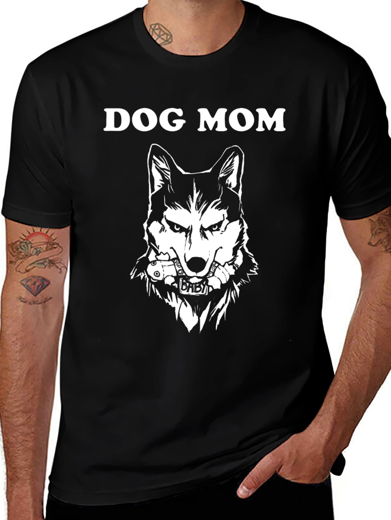 Dog Mom Graphic Tee - Wolf Design