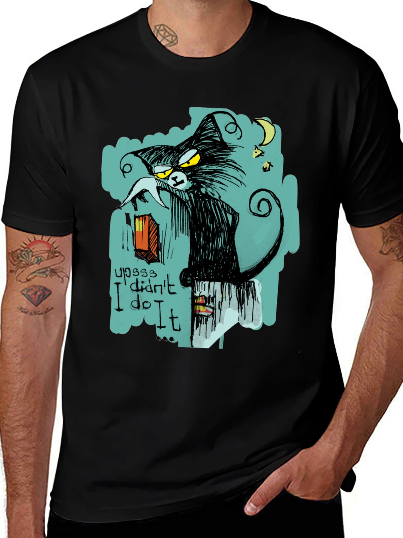 Black Cat I Didnt Do It Graphic T-Shirt
