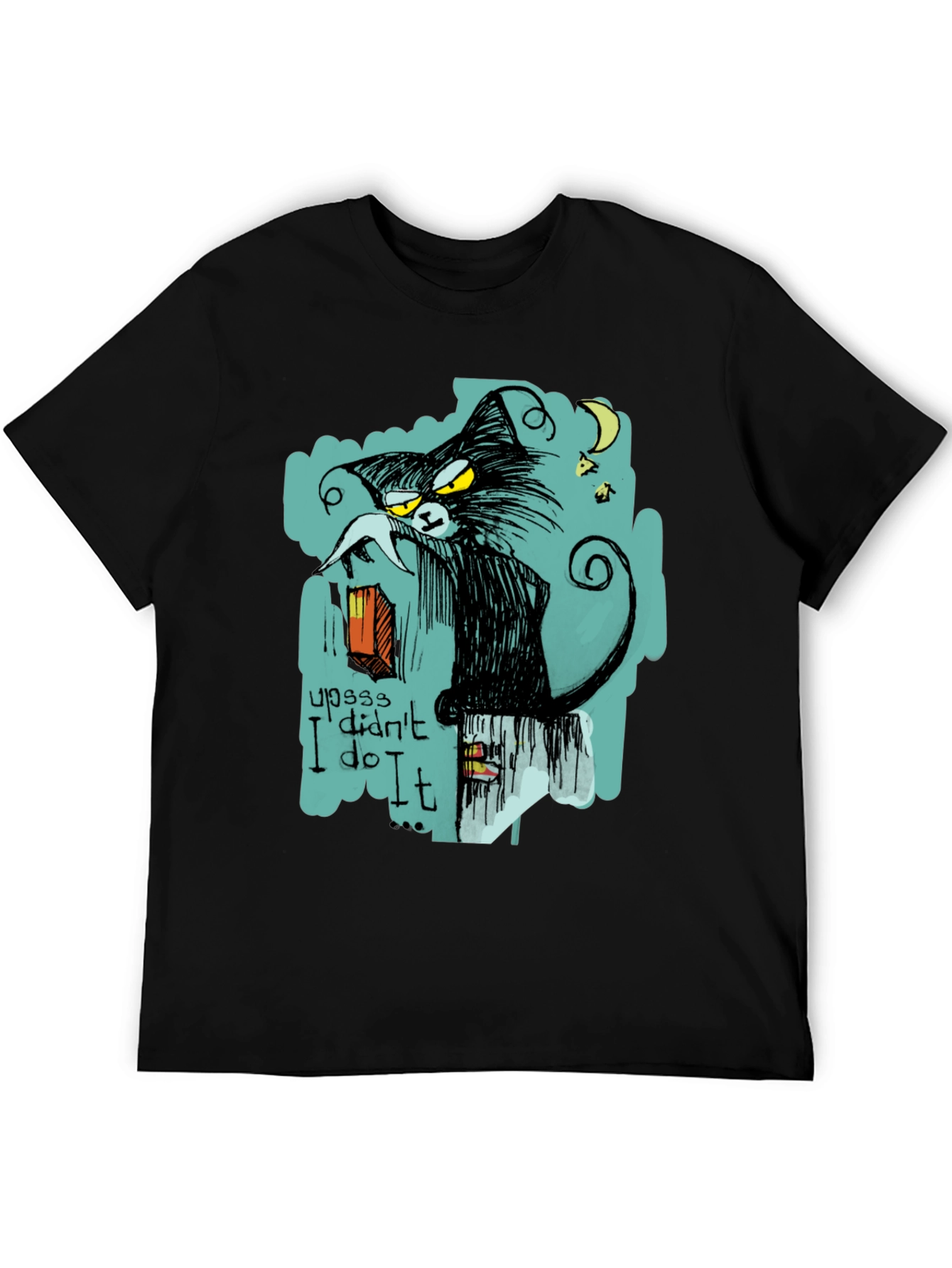 Black Cat I Didnt Do It Graphic T-Shirt