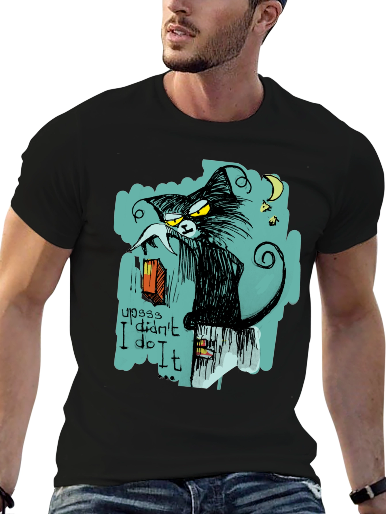 Black Cat I Didnt Do It Graphic T-Shirt