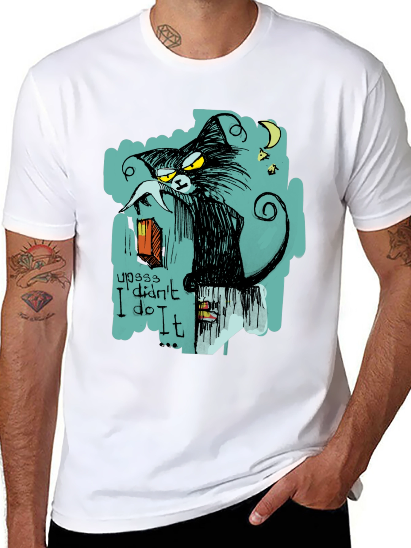 Black Cat I Didnt Do It Graphic T-Shirt