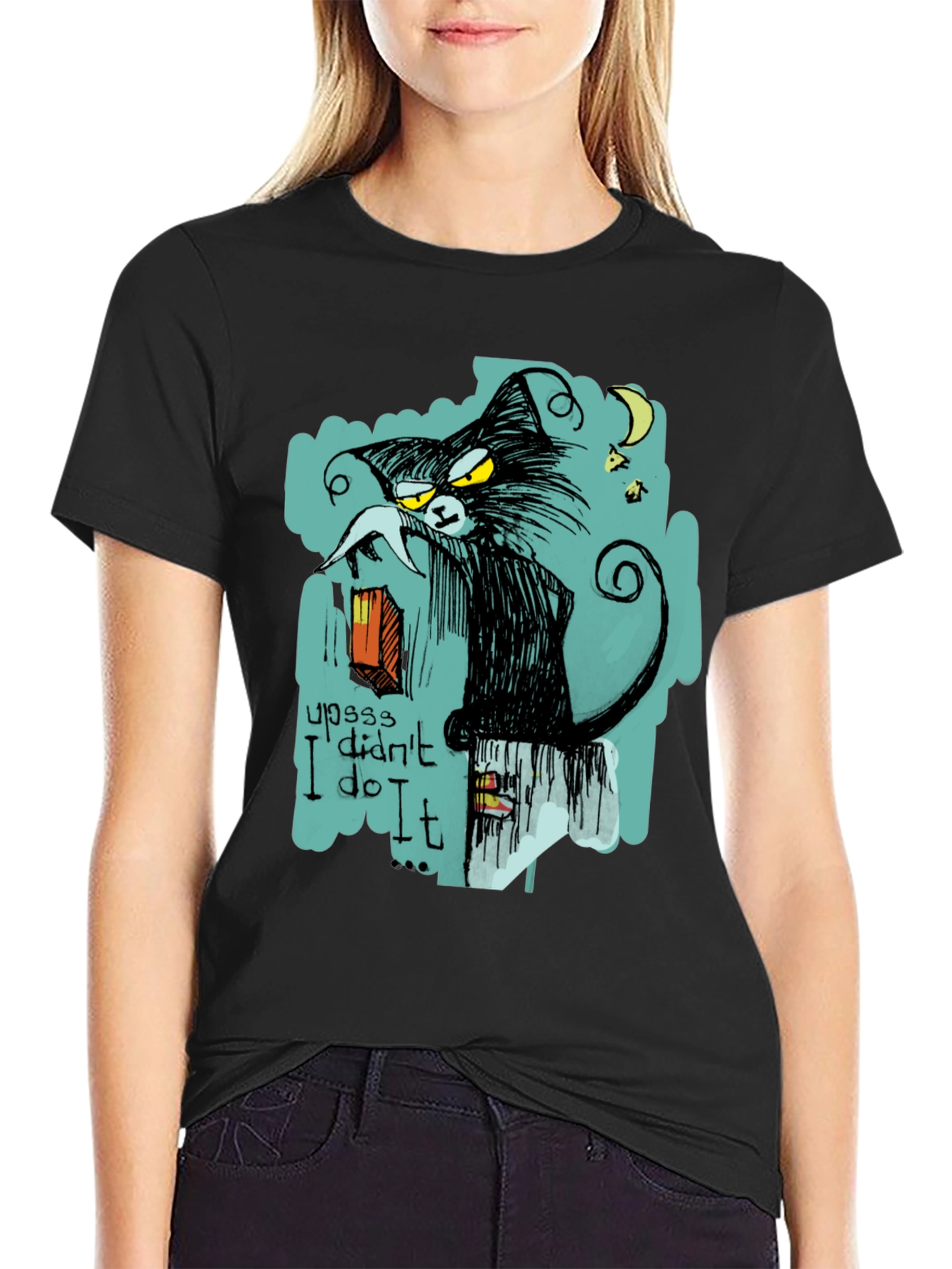 Black Cat I Didnt Do It Graphic T-Shirt