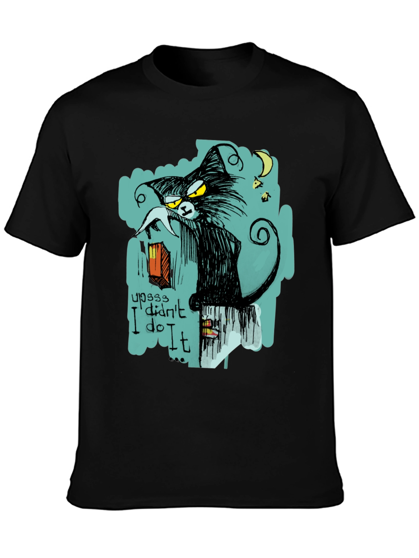 Black Cat I Didnt Do It Graphic T-Shirt