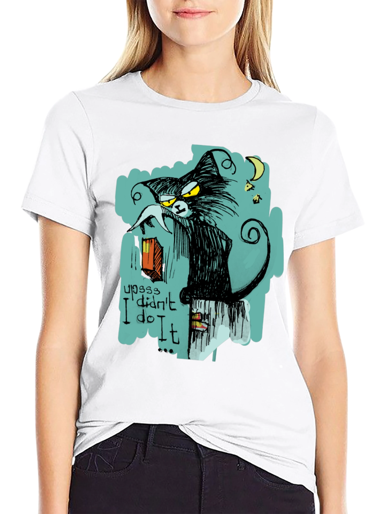 Black Cat I Didnt Do It Graphic T-Shirt