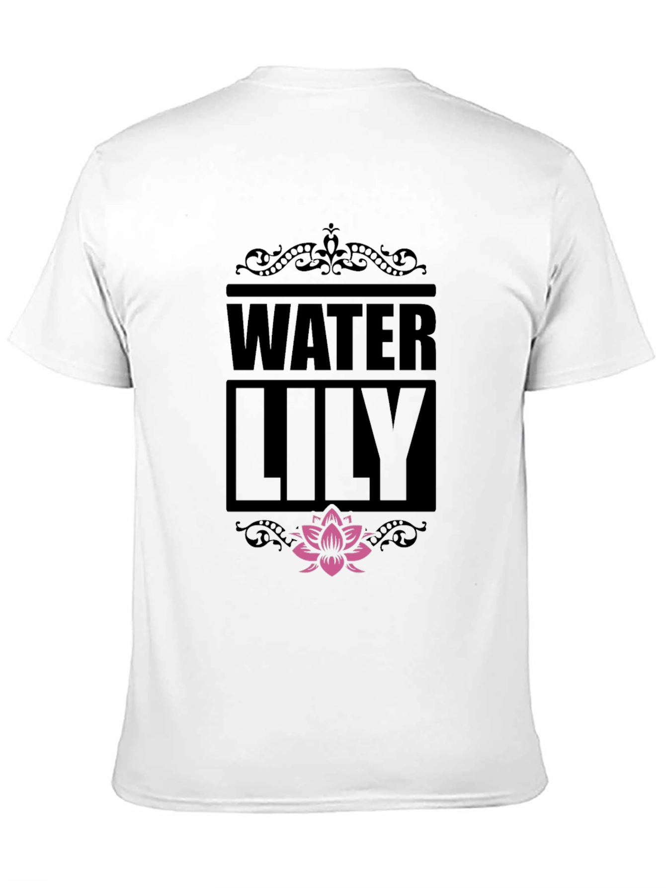 Water Lily Graphic Print Black T-Shirt