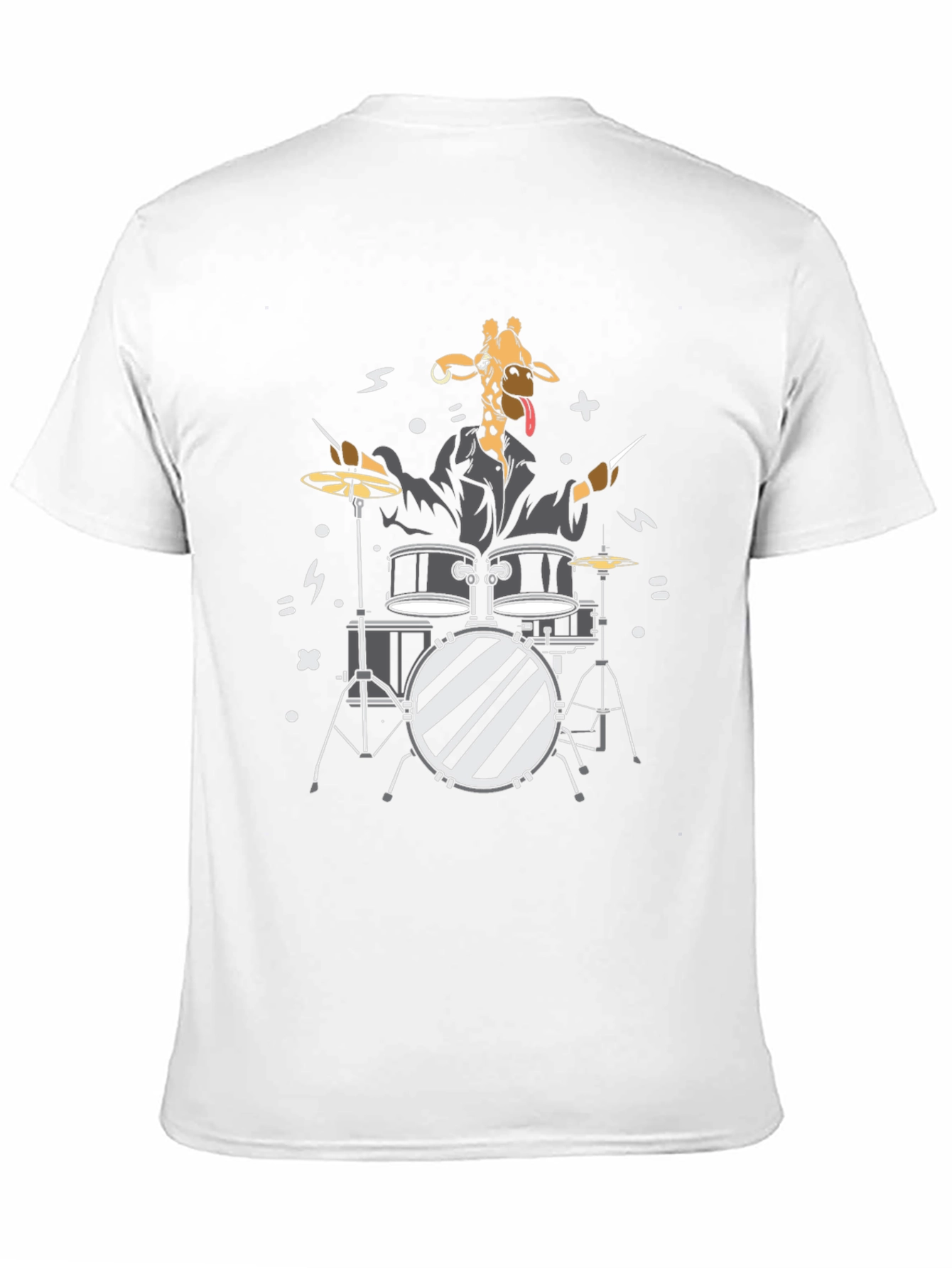 Giraffe Drummer Graphic T-Shirt - Black Cotton Tee