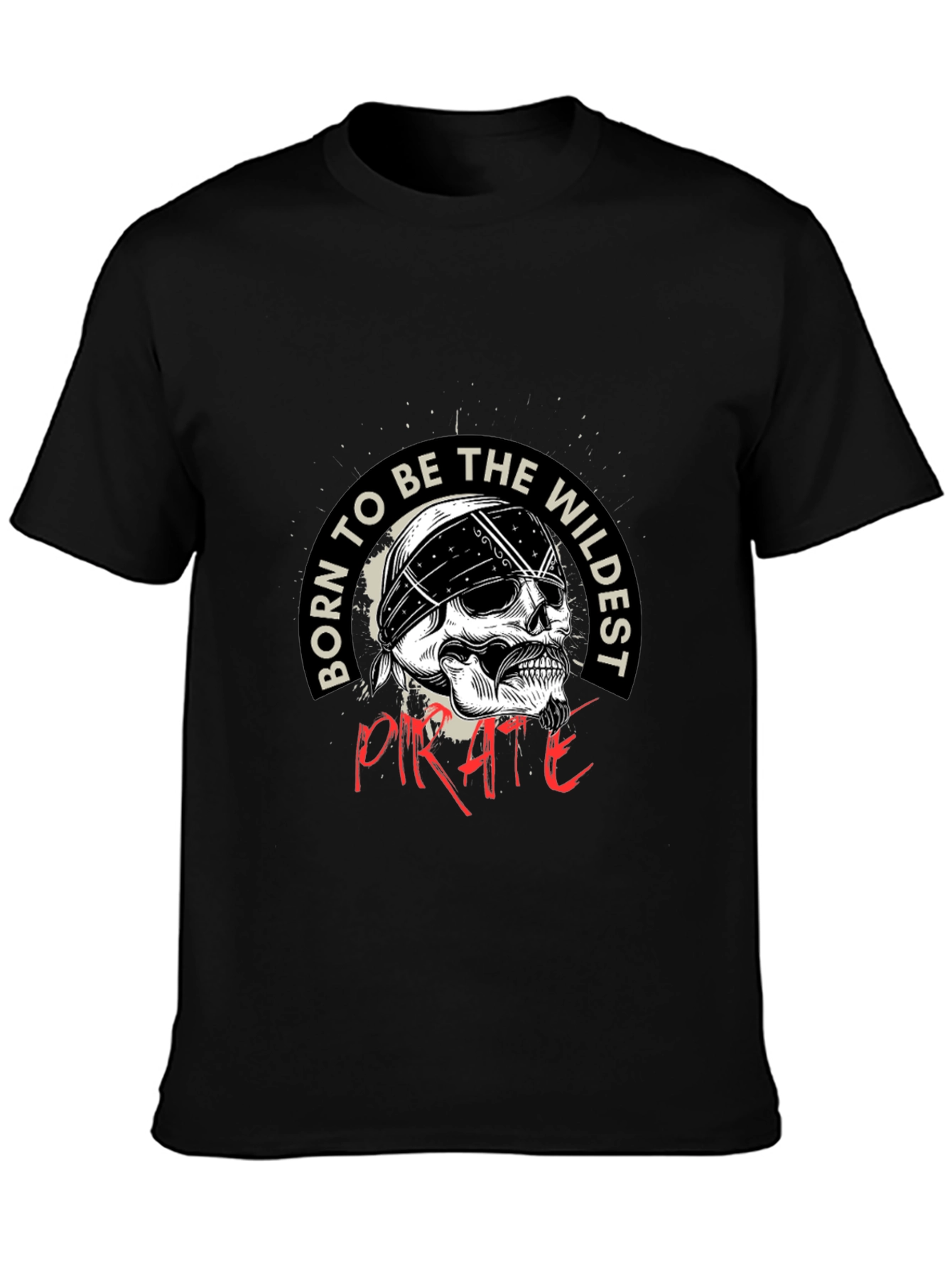 Wildest Pirate Skull Graphic Black T-Shirt