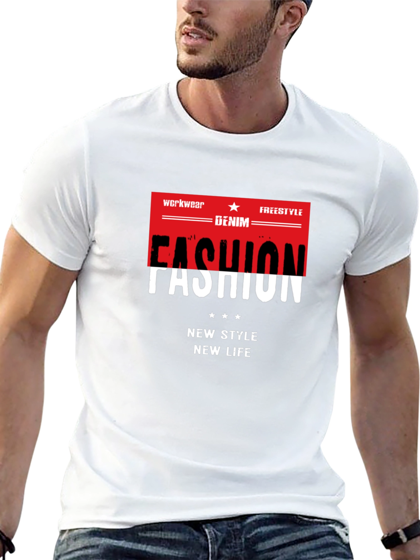 Fashion Graphic Tee - Denim Workwear Freestyle Style