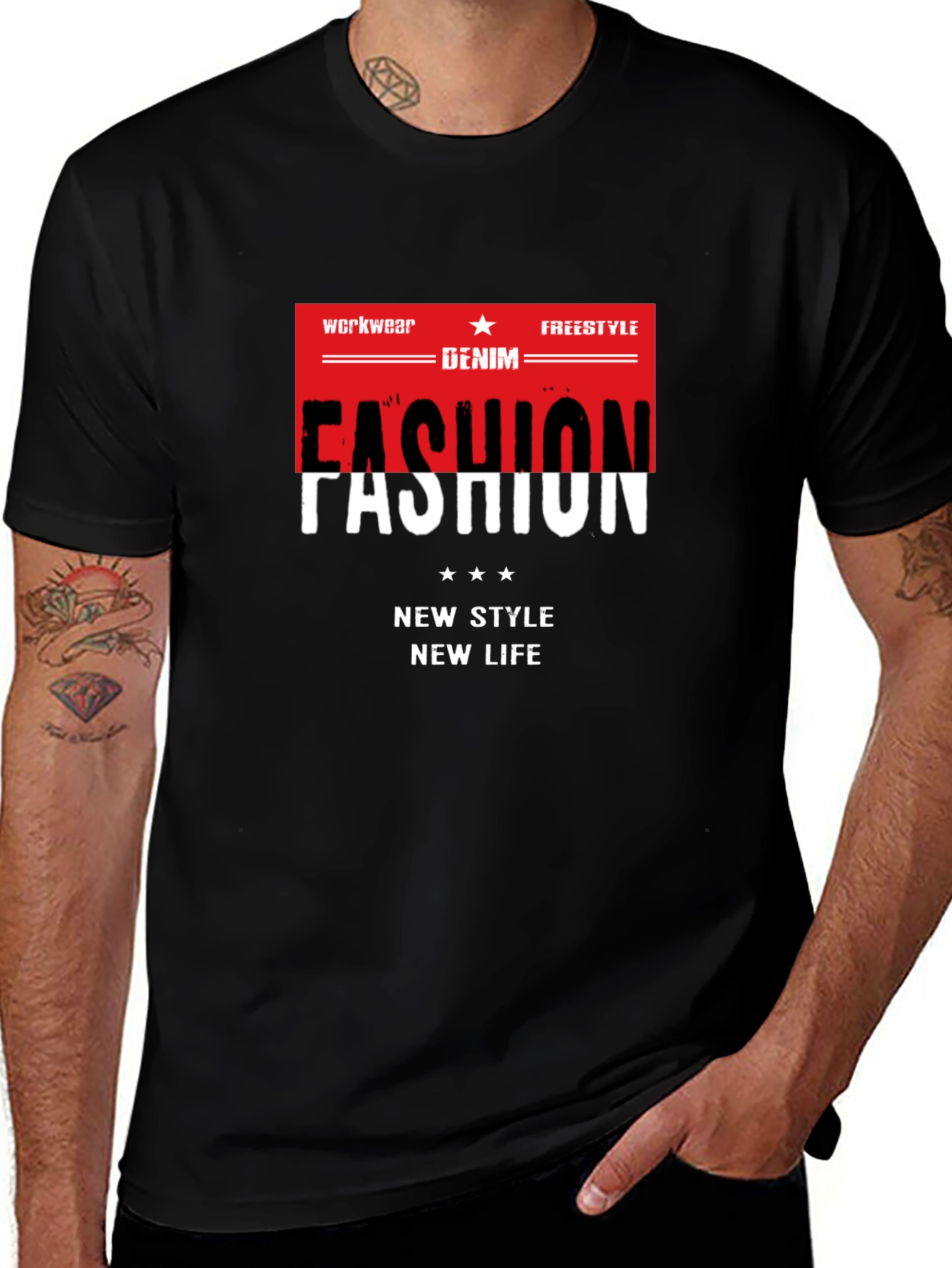 Fashion Graphic Tee - Denim Workwear Freestyle Style