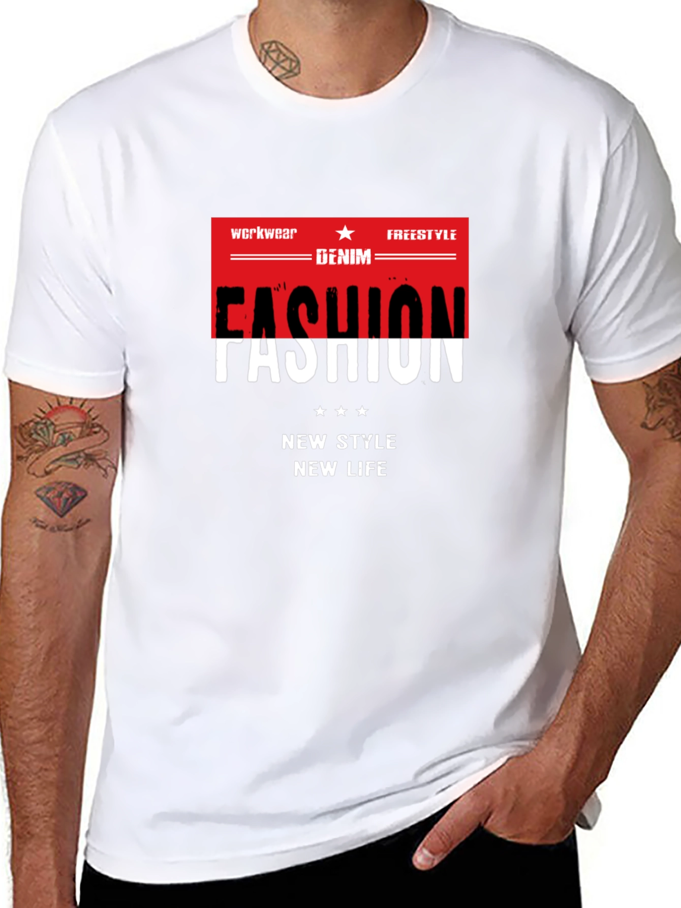 Fashion Graphic Tee - Denim Workwear Freestyle Style