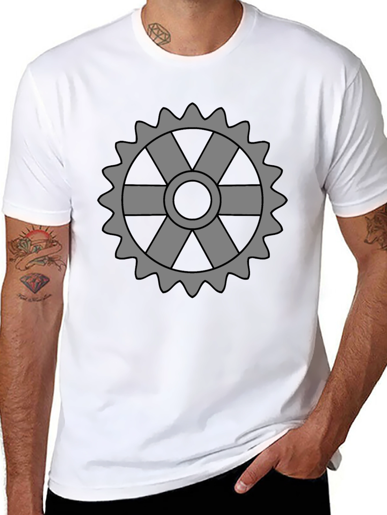 Cog Graphic Tee - Stylish Black Cotton T-Shirt