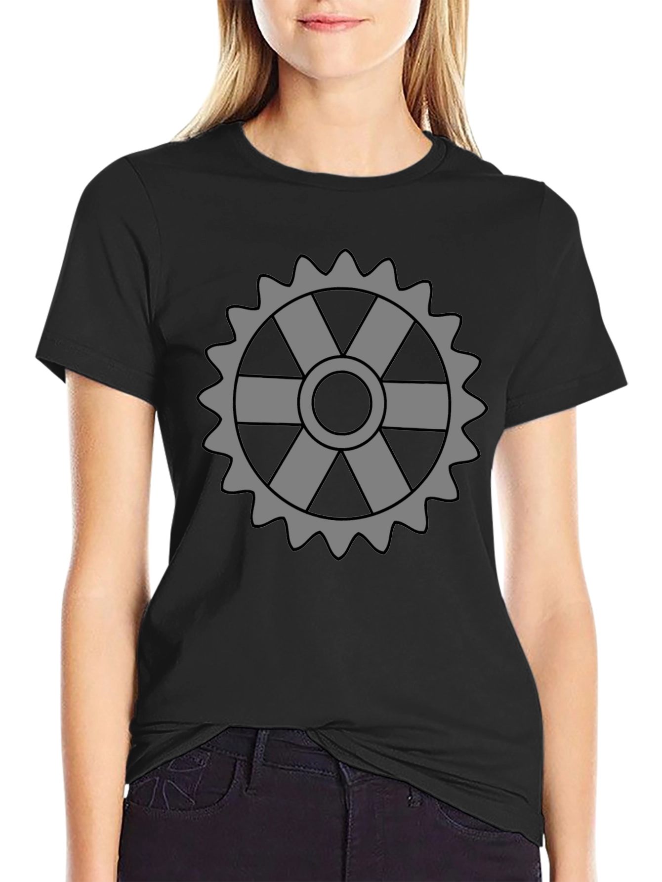 Cog Graphic Tee - Stylish Black Cotton T-Shirt