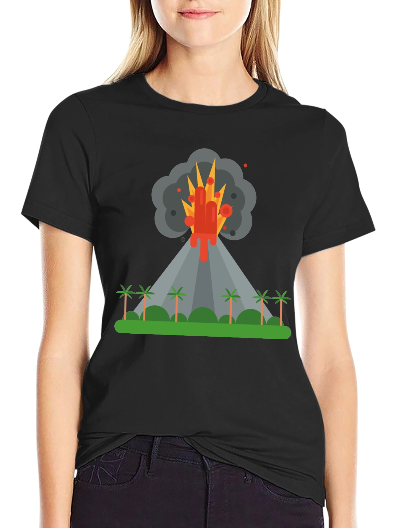 Volcano Eruption Graphic Tee - Black