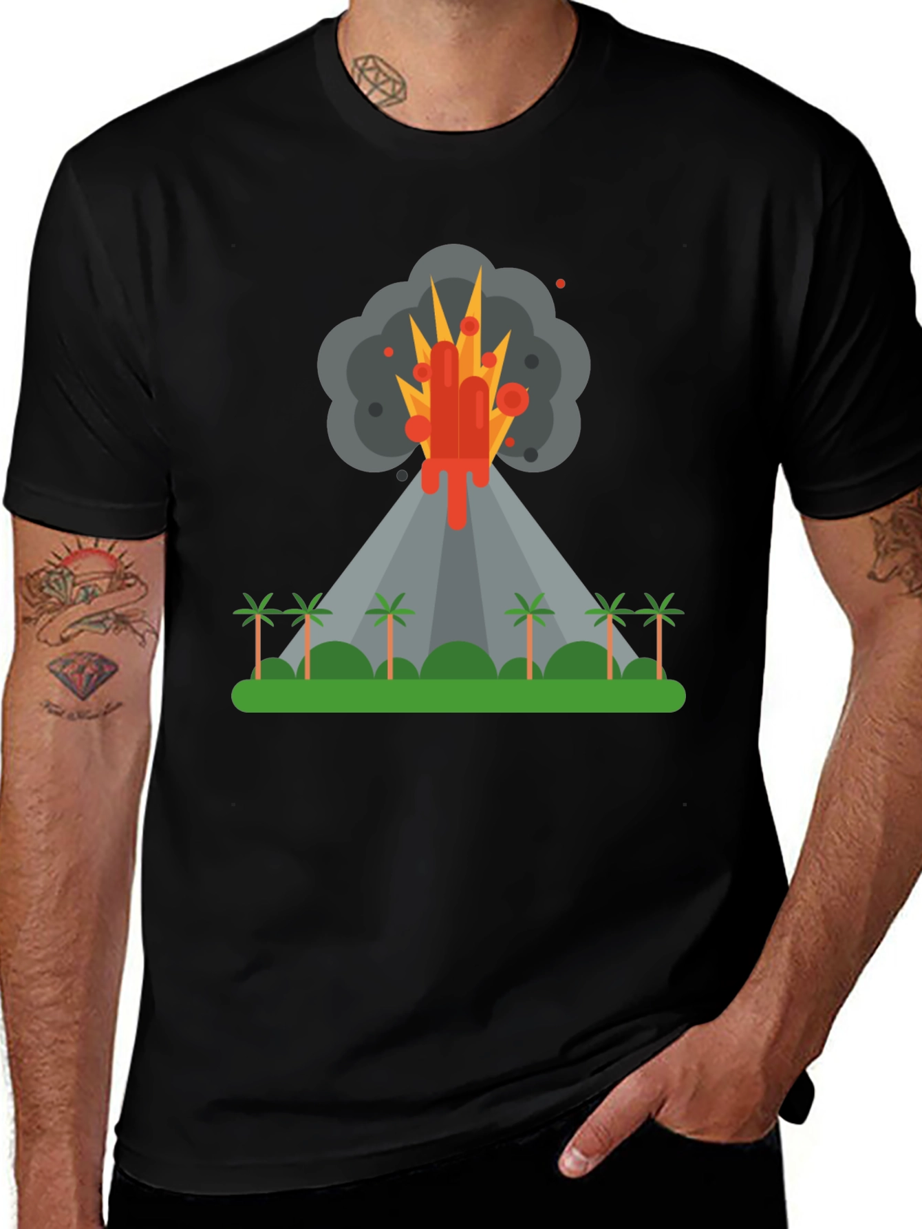 Volcano Eruption Graphic Tee - Black