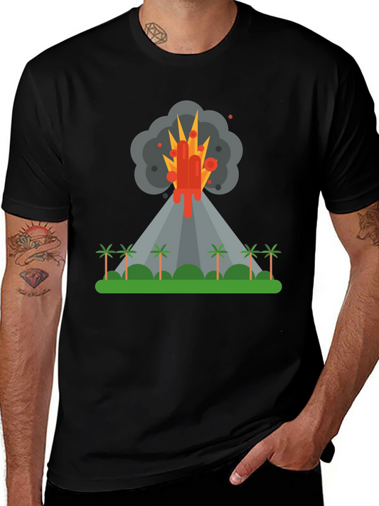 Volcano Eruption Graphic Tee - Black