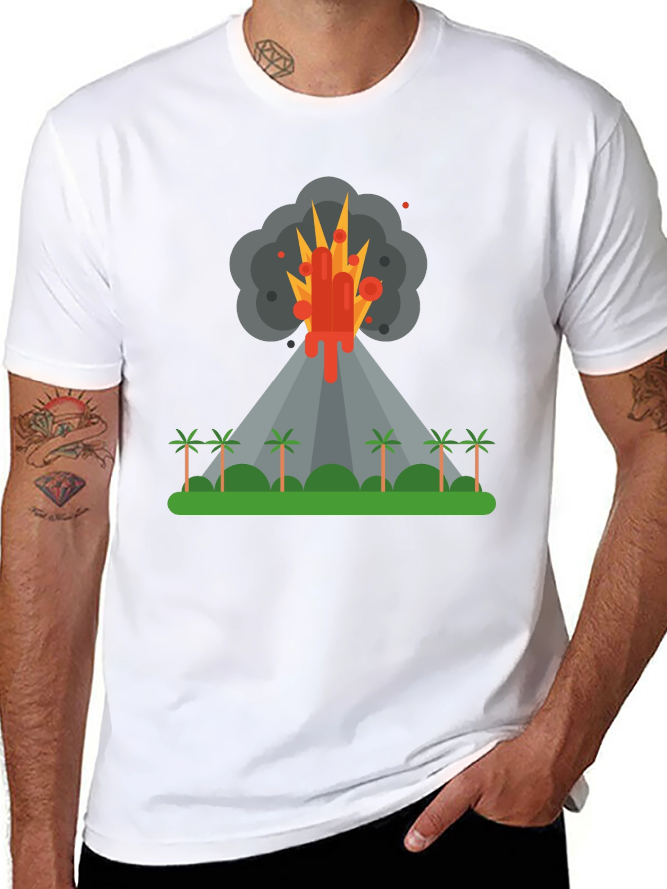 Volcano Eruption Graphic Tee - Black