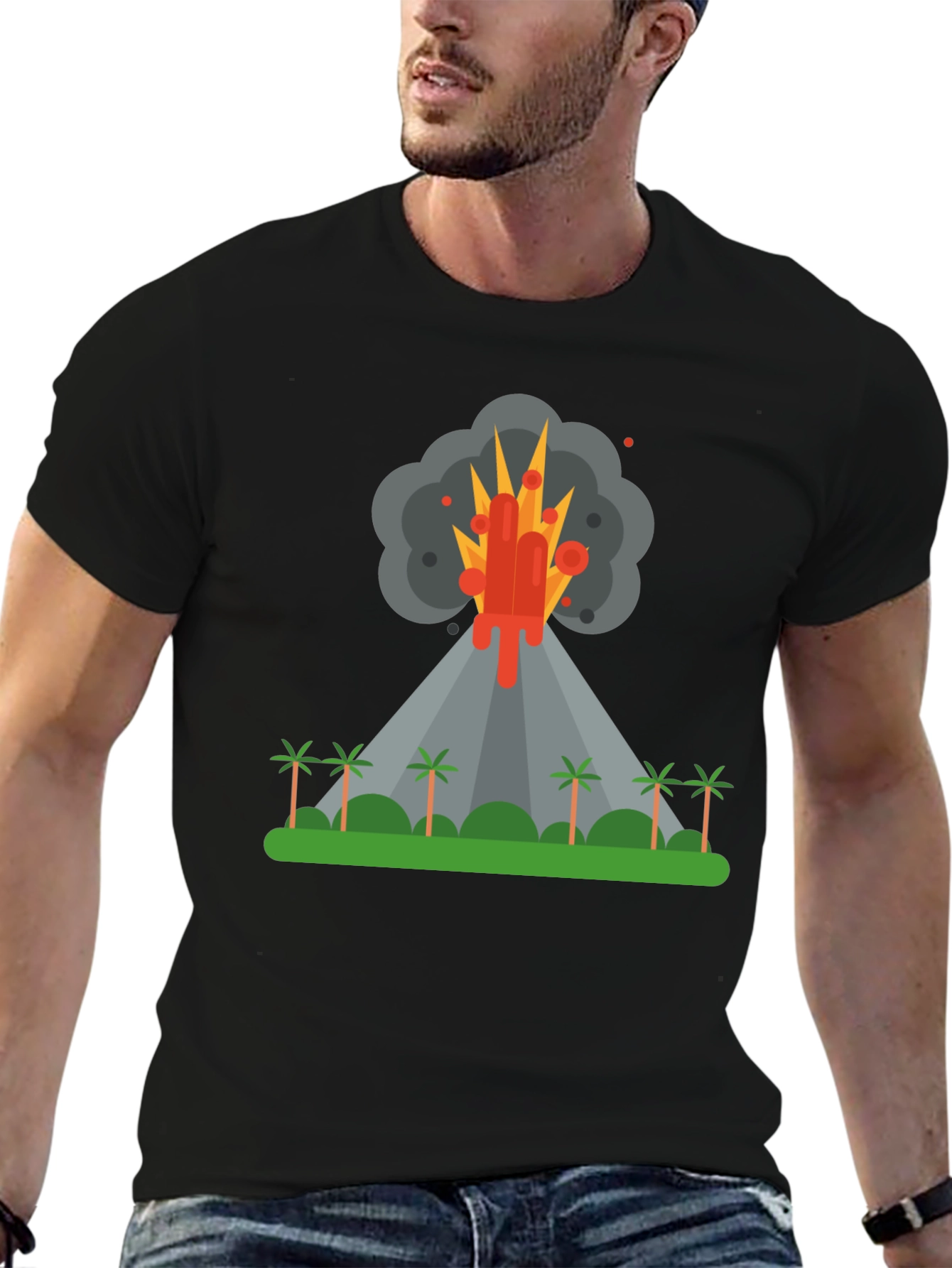 Volcano Eruption Graphic Tee - Black