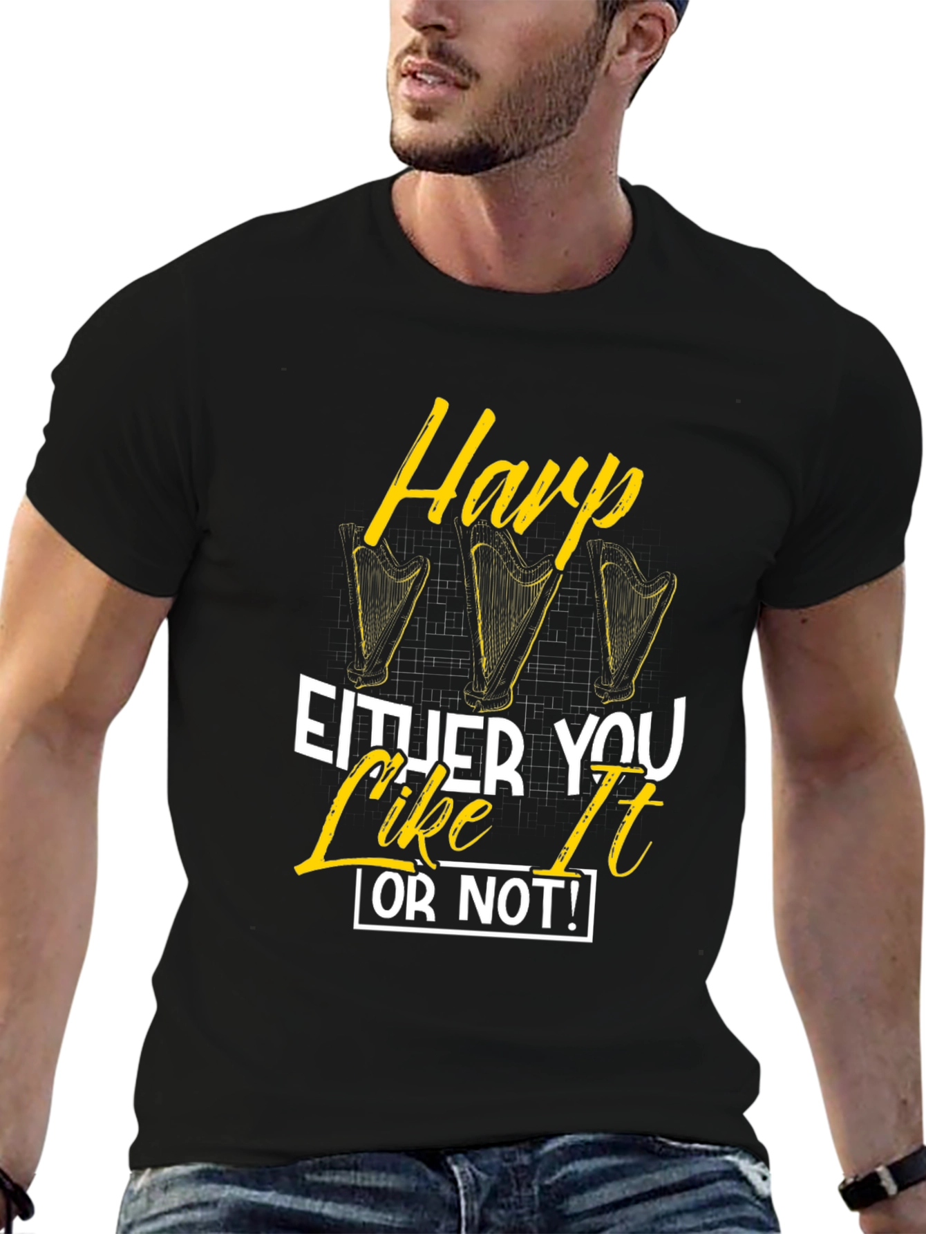 Harp Like It Or Not Black Graphic Tee