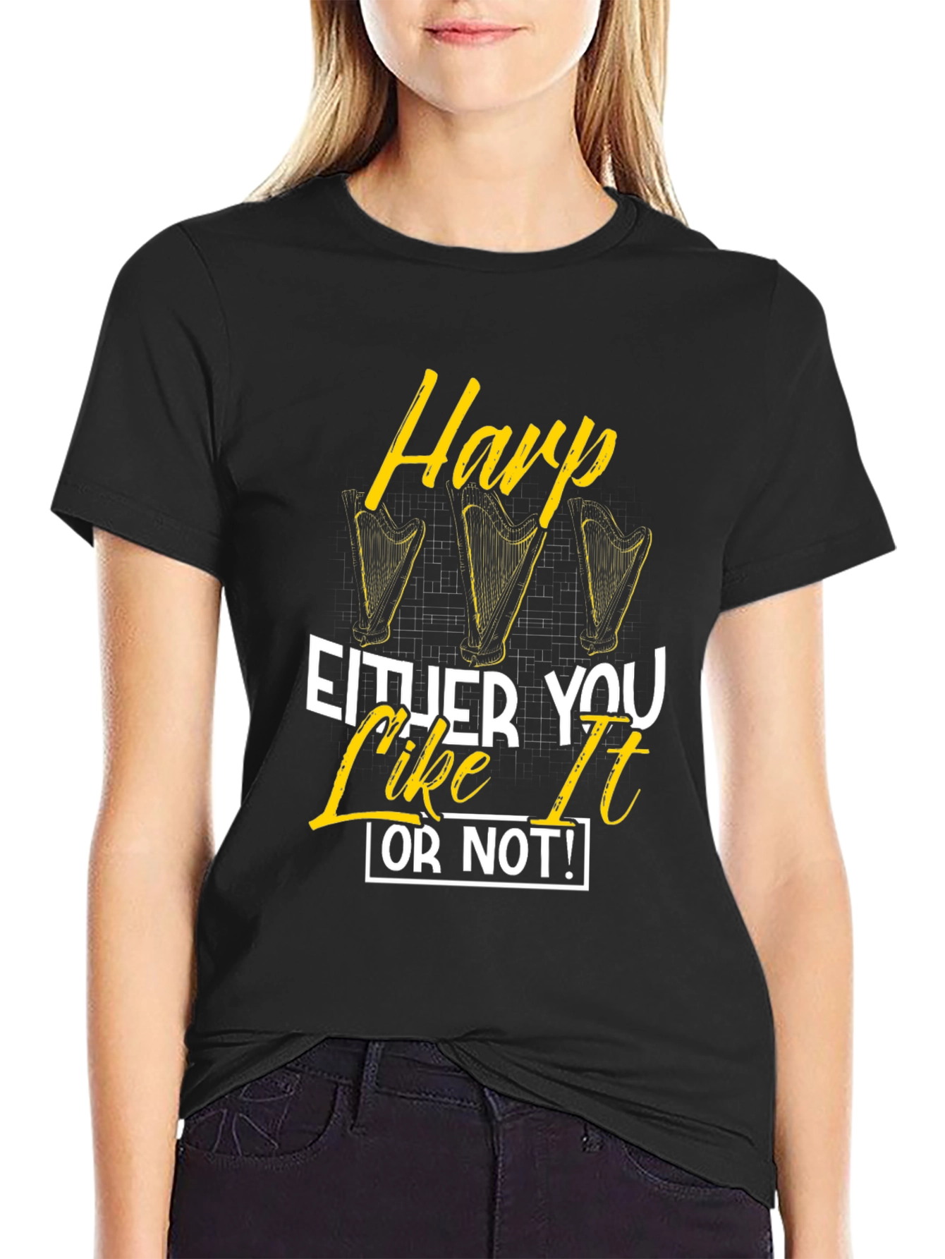 Harp Like It Or Not Black Graphic Tee