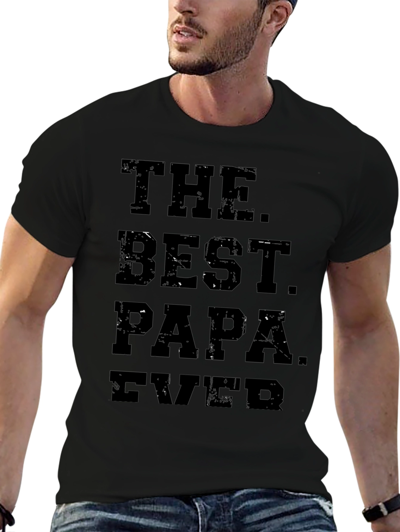 The Best Papa Ever Black Graphic T-Shirt