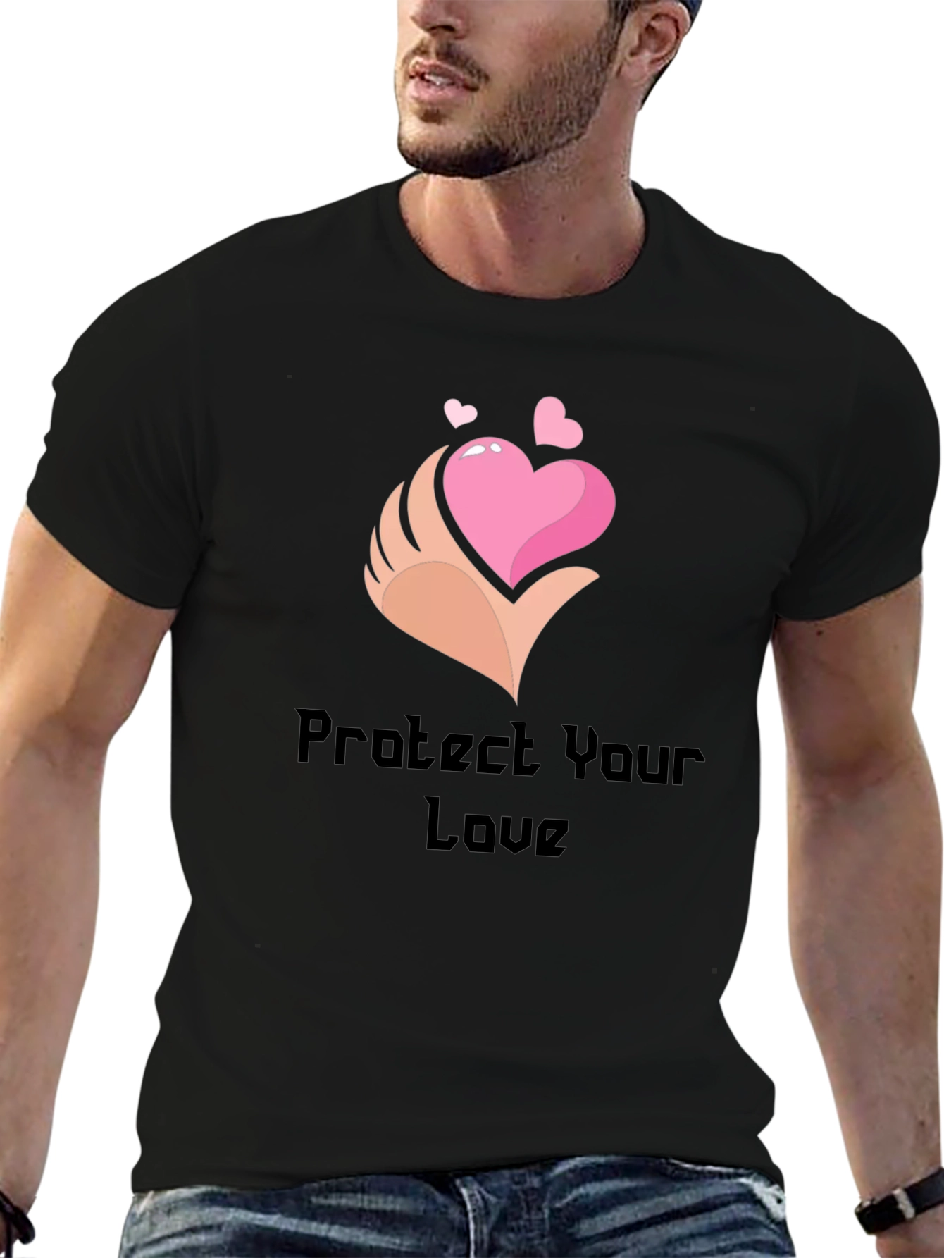 Protect Your Love Black Graphic T-Shirt