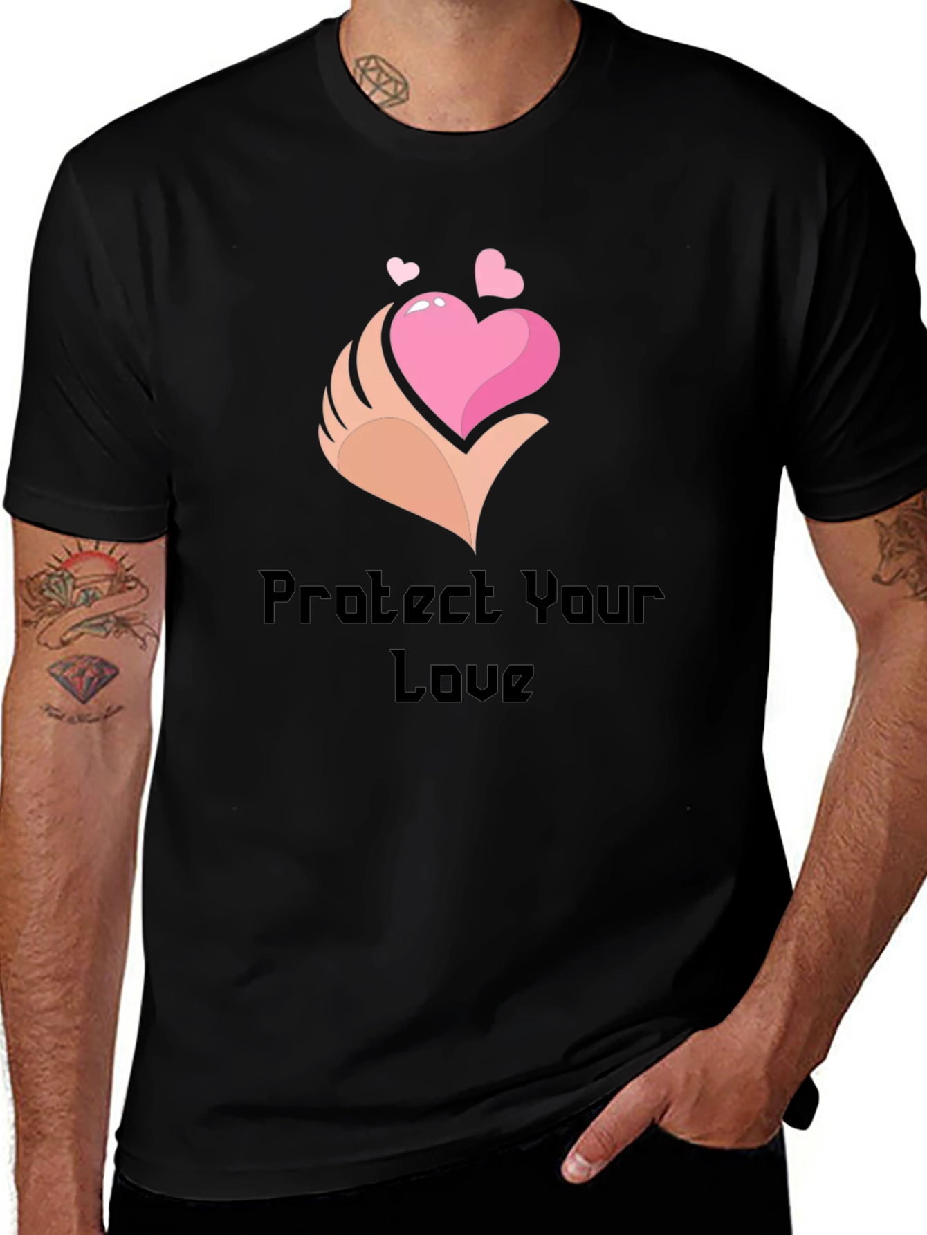 Protect Your Love Black Graphic T-Shirt