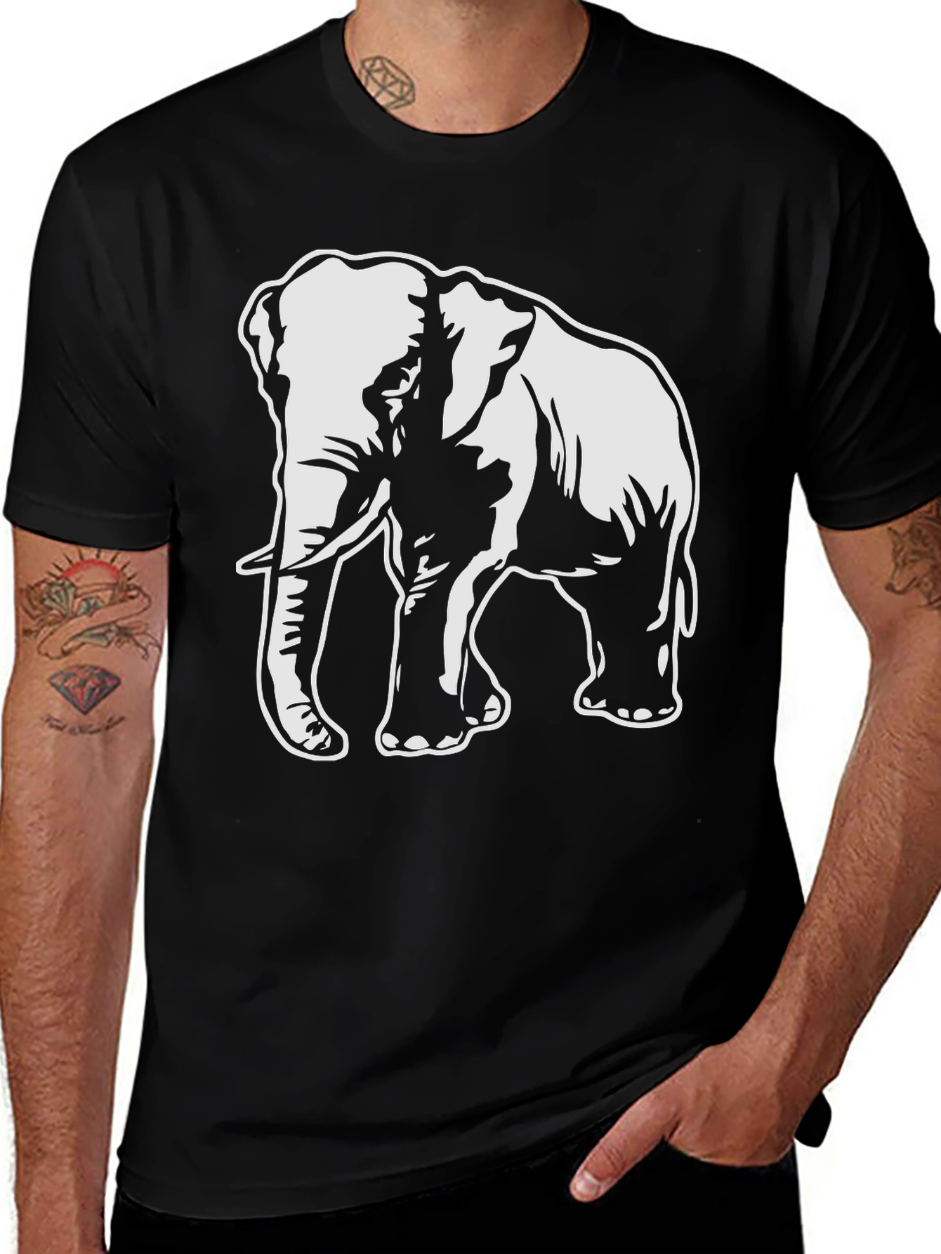 Elephant Graphic T-Shirt - Bold Animal Print Tee