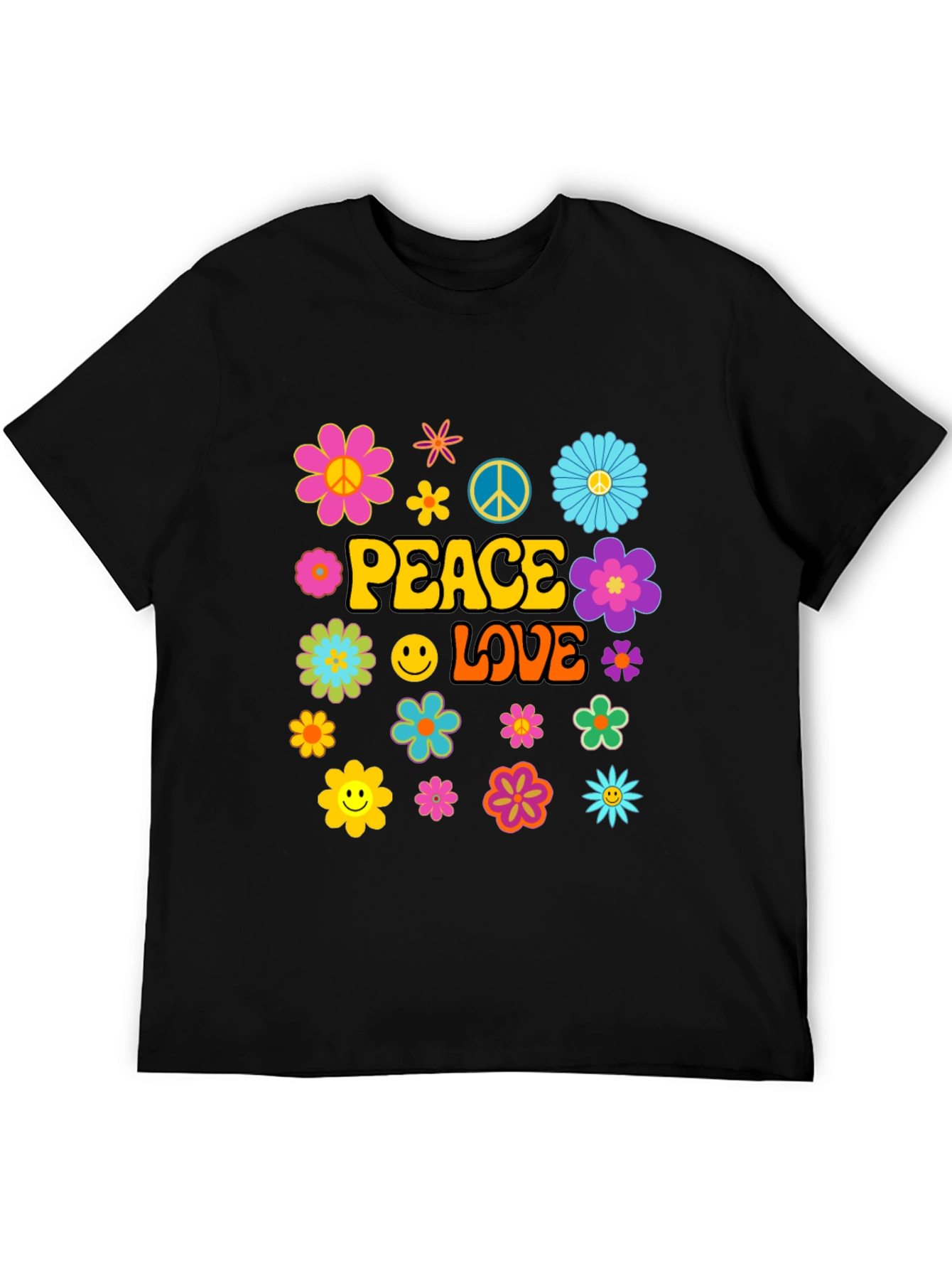 Peace and Love Graphic Tee - Retro Hippie Style
