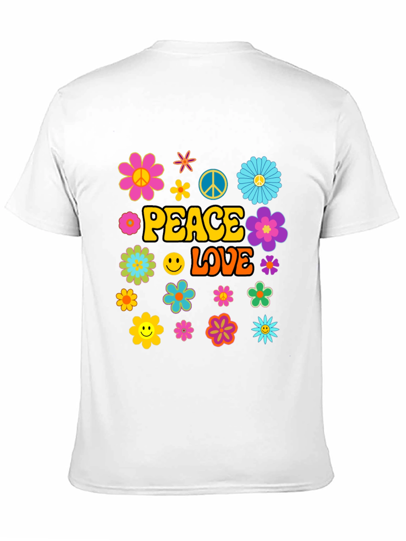 Peace and Love Graphic Tee - Retro Hippie Style