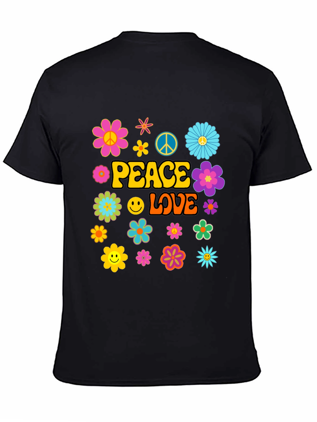 Peace and Love Graphic Tee - Retro Hippie Style