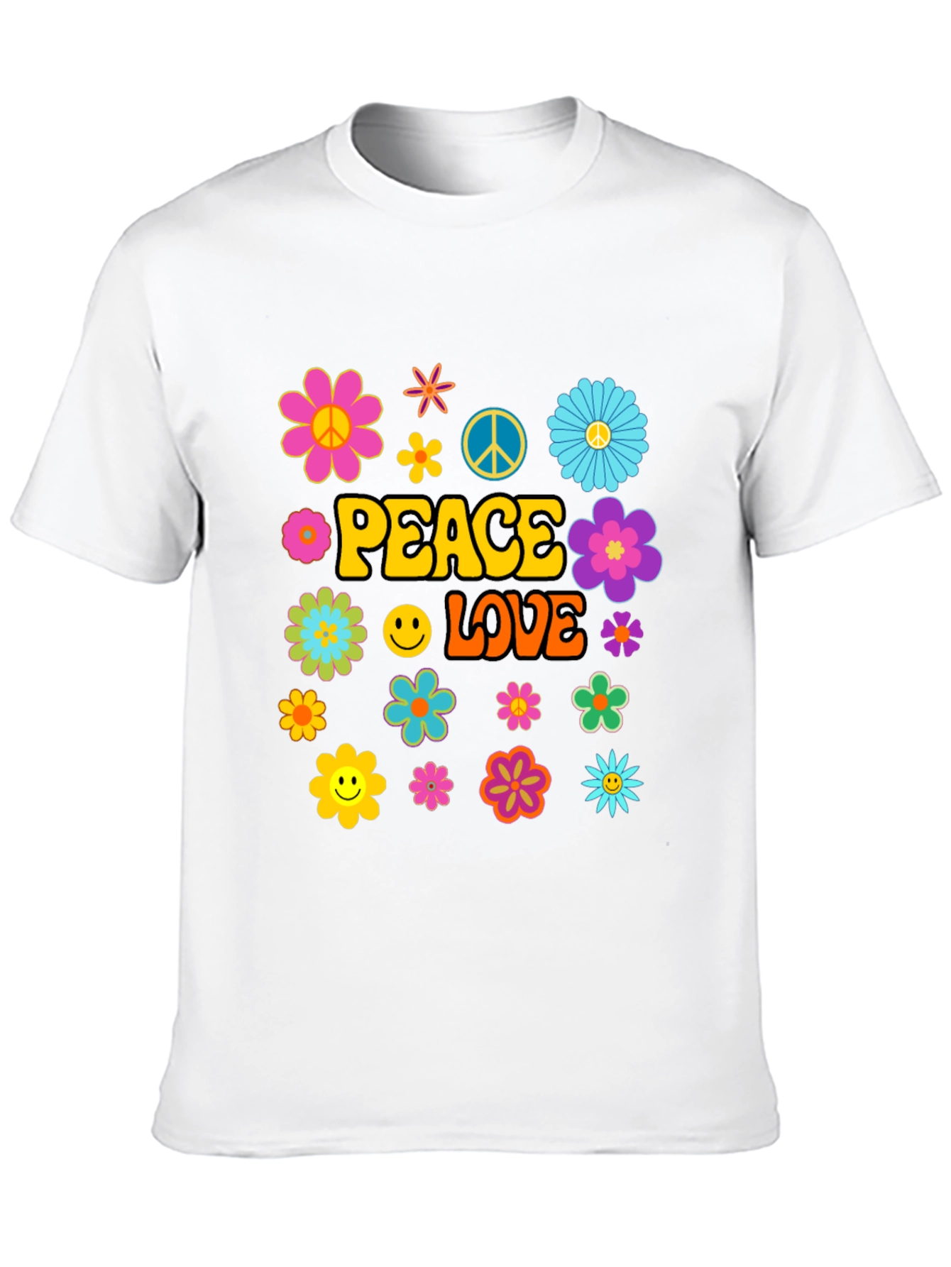 Peace and Love Graphic Tee - Retro Hippie Style