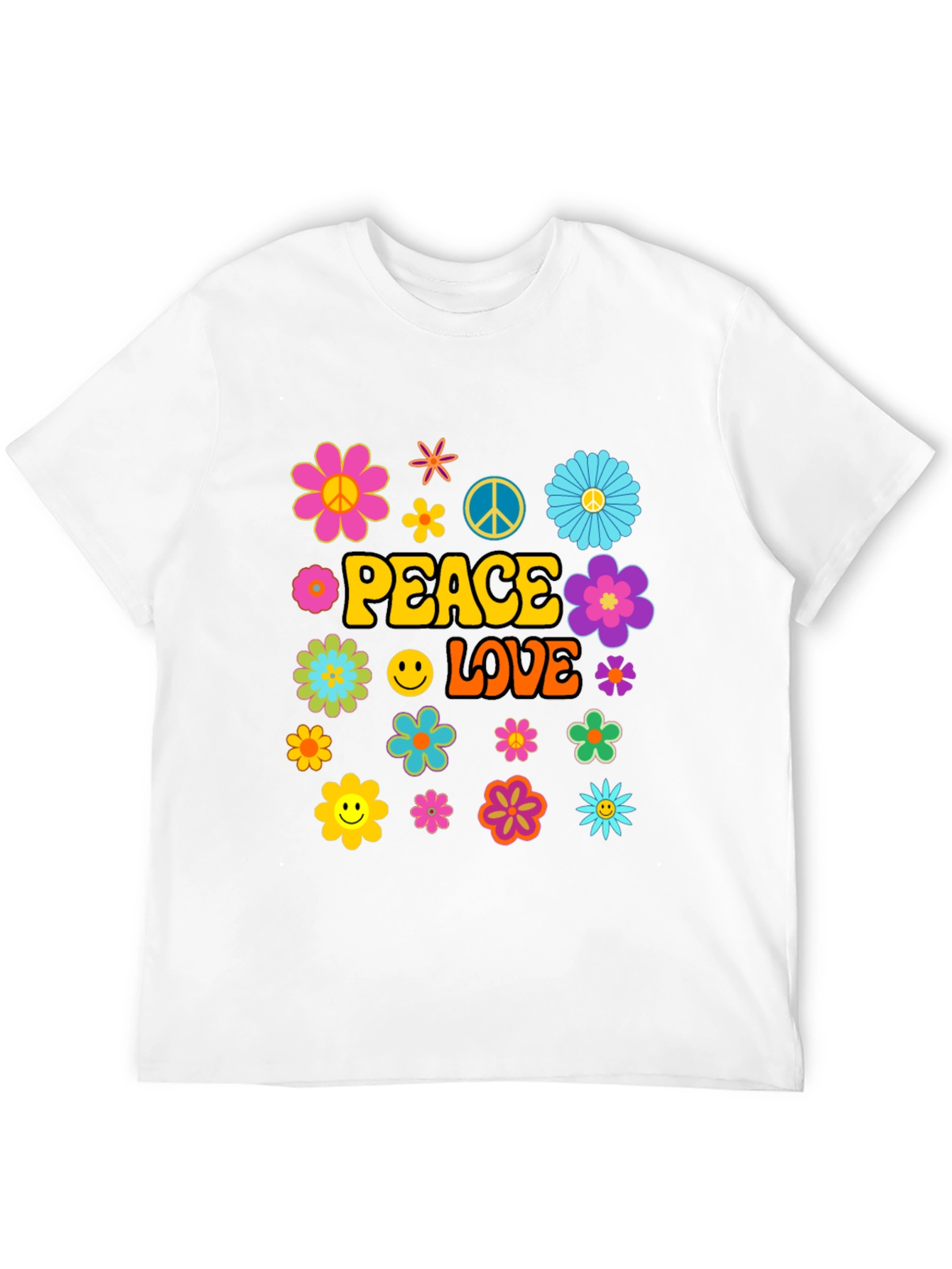 Peace and Love Graphic Tee - Retro Hippie Style
