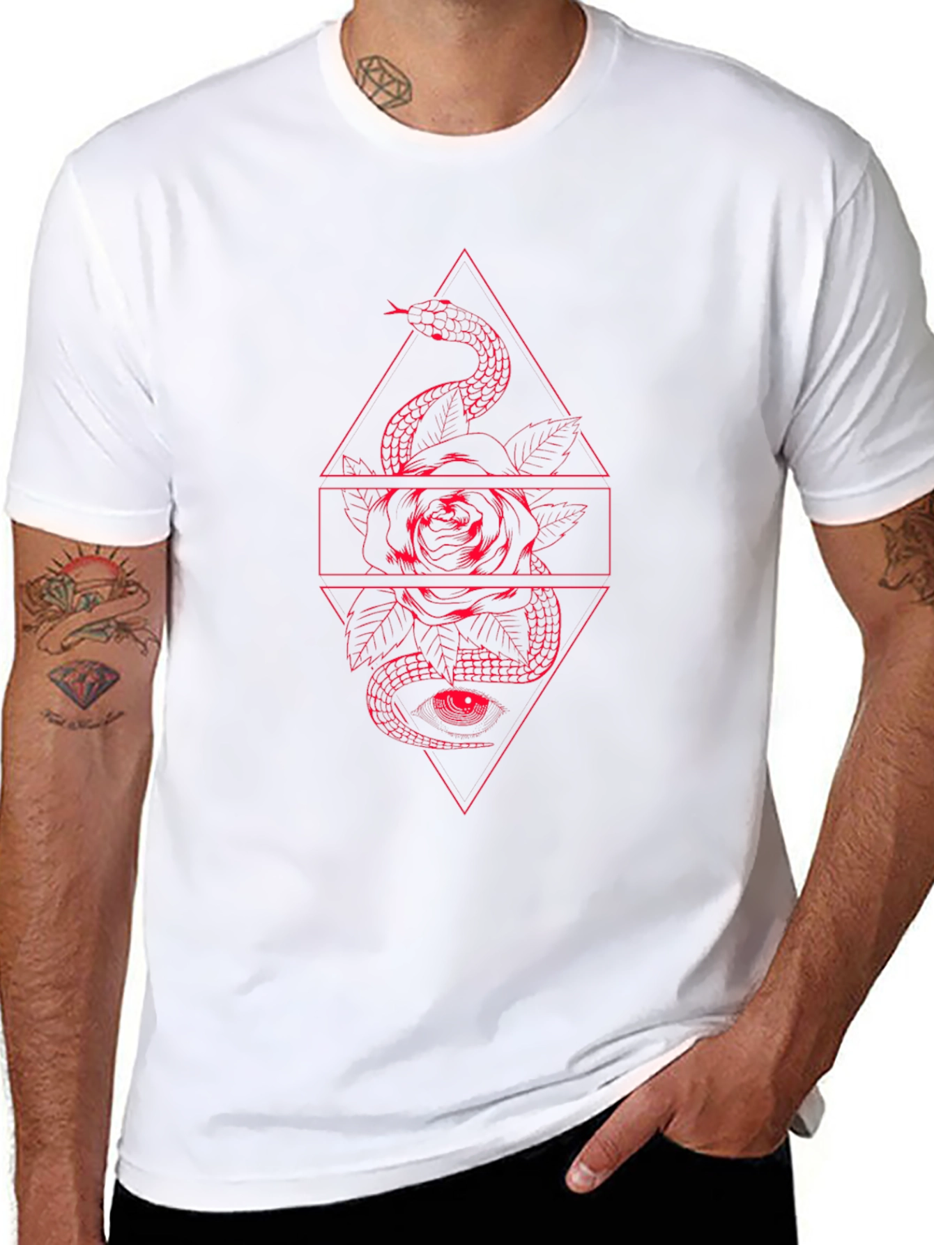 Snake & Rose Graphic Tee - Edgy Black T-Shirt