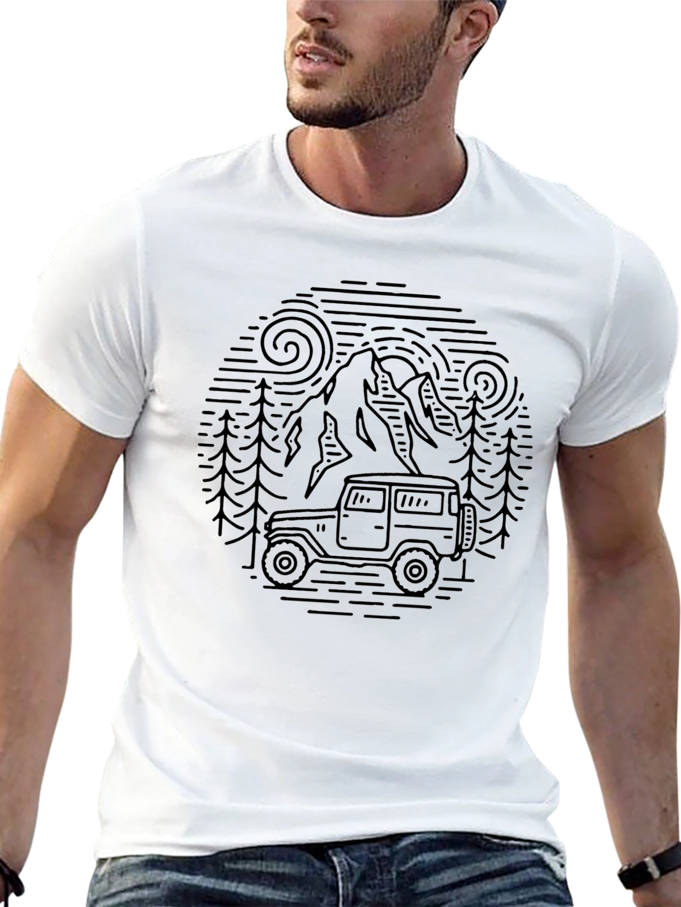 Off-Road Adventure Tee - Mountain Scene Graphic