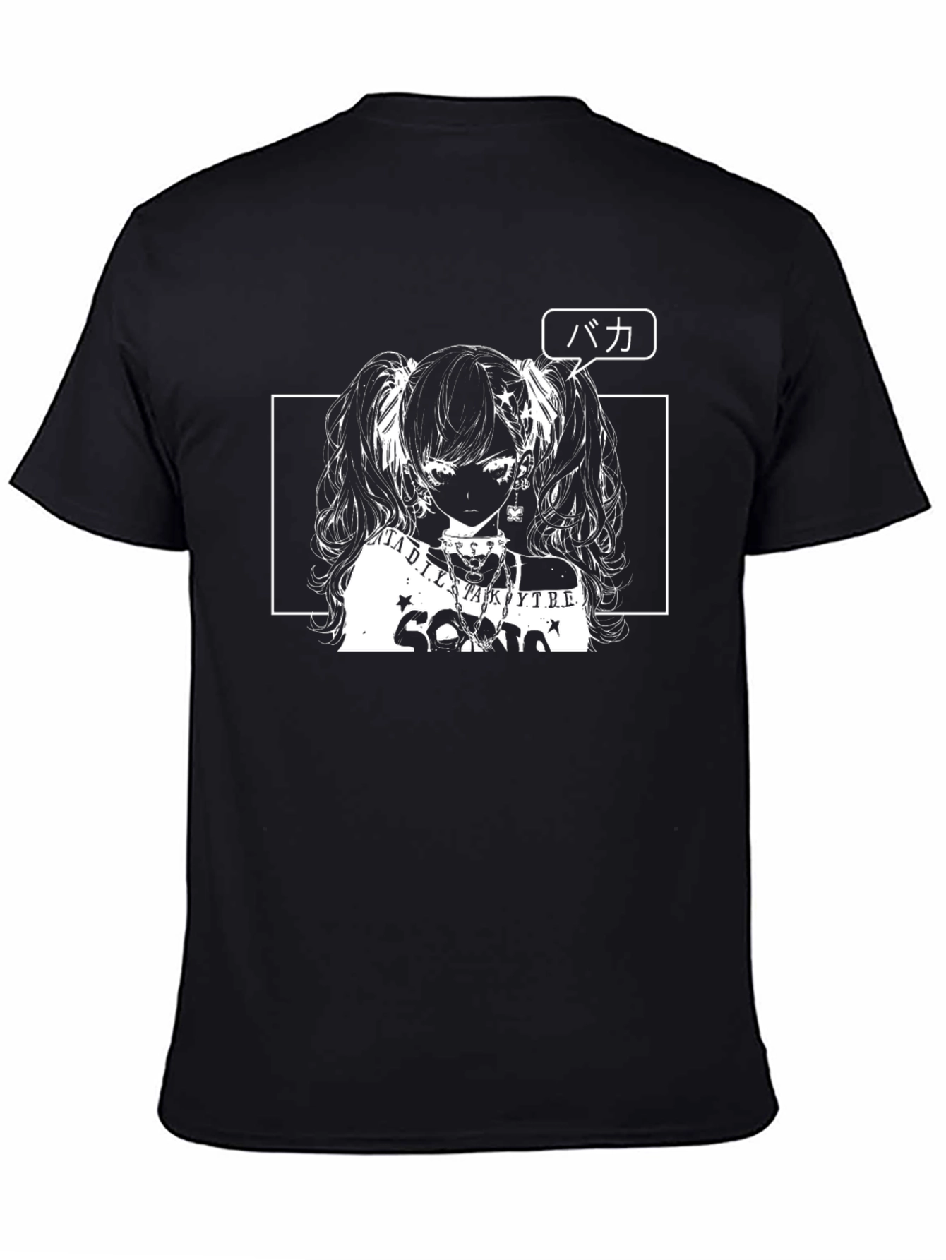 Anime Girl Graphic Tee - Black Cotton Shirt