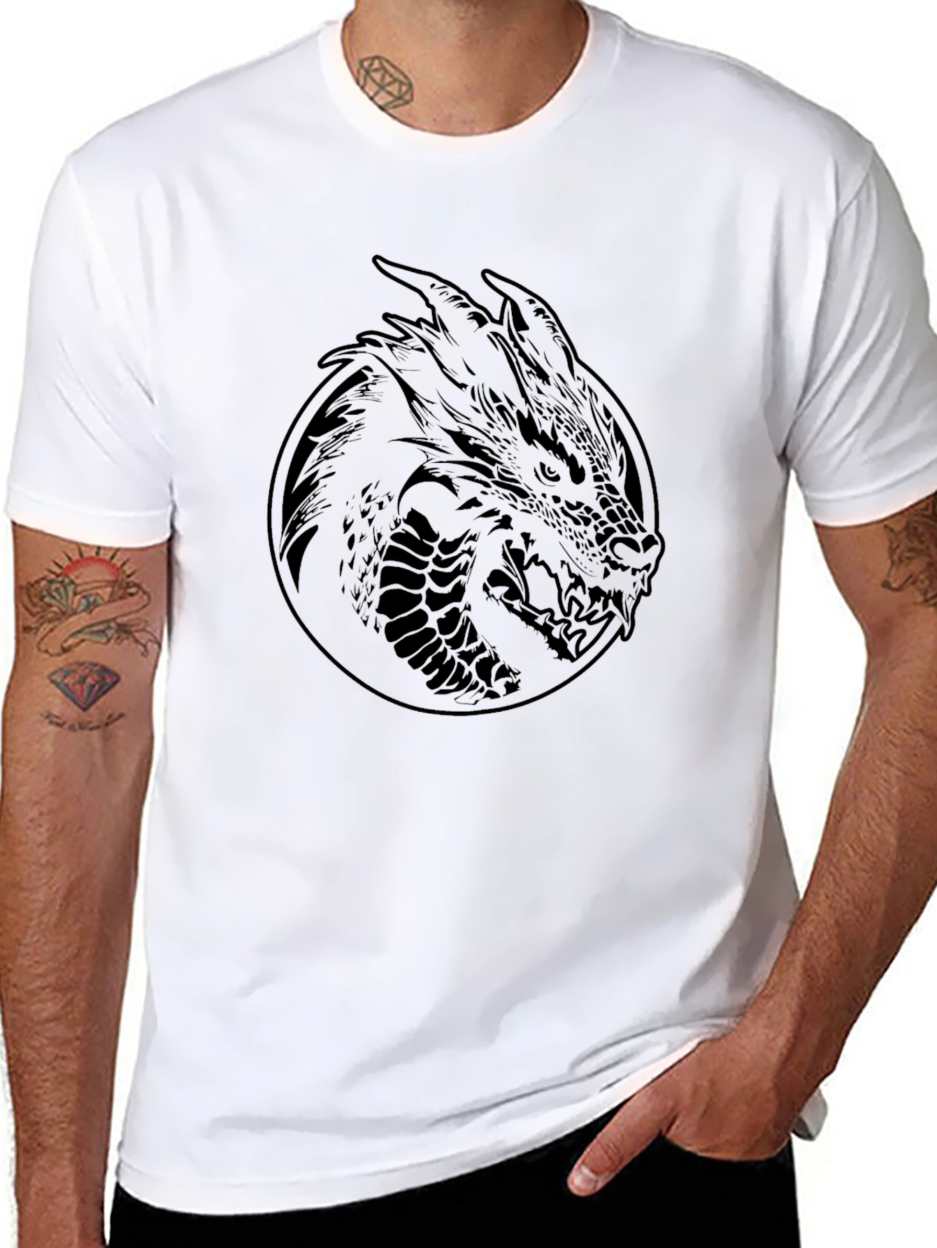 Mens Black Dragon Graphic Tee