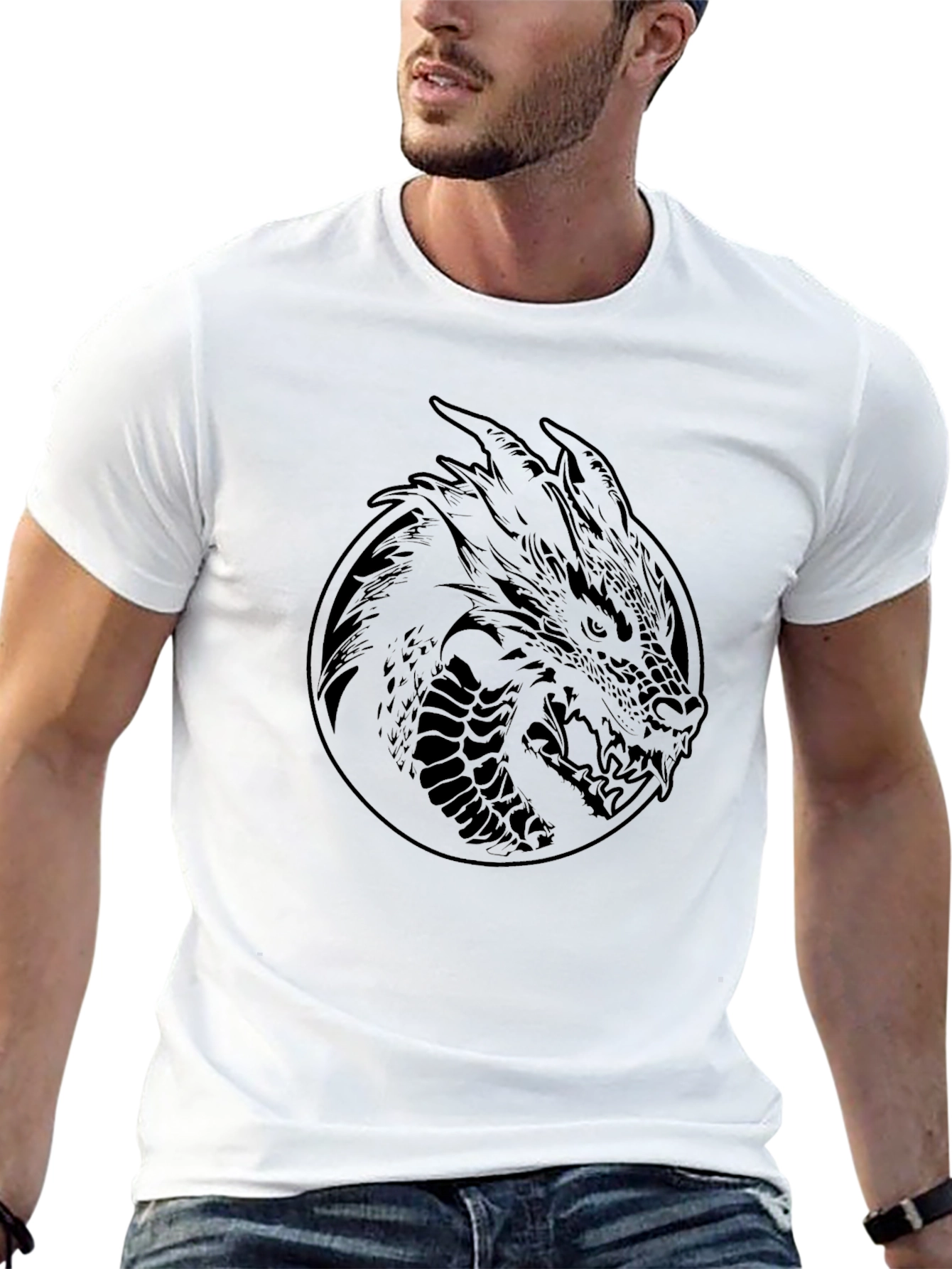 Mens Black Dragon Graphic Tee