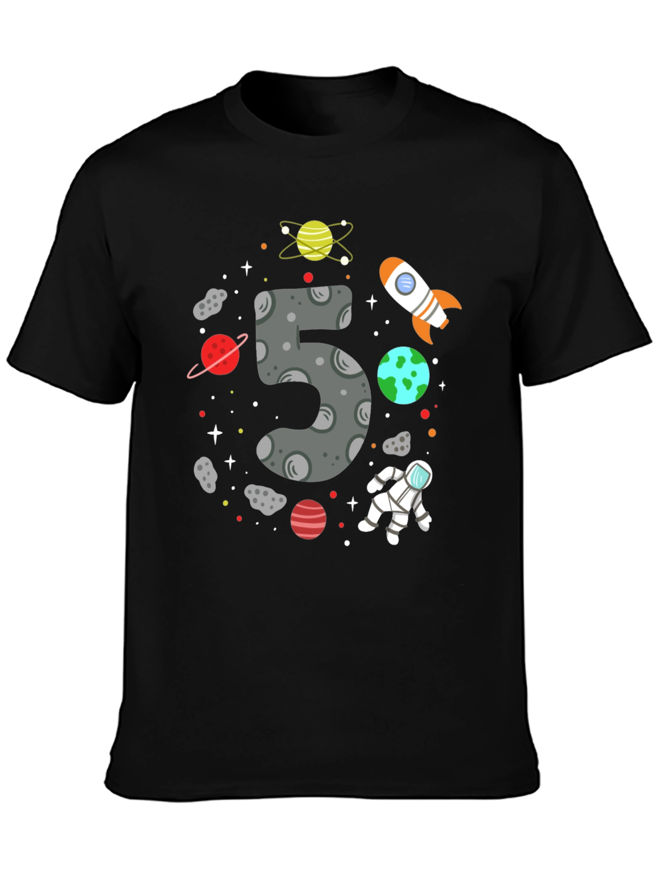 Space Themed Birthday T-Shirt - Number 5