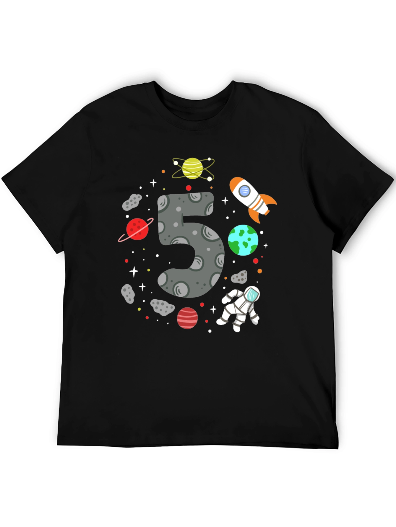 Space Themed Birthday T-Shirt - Number 5