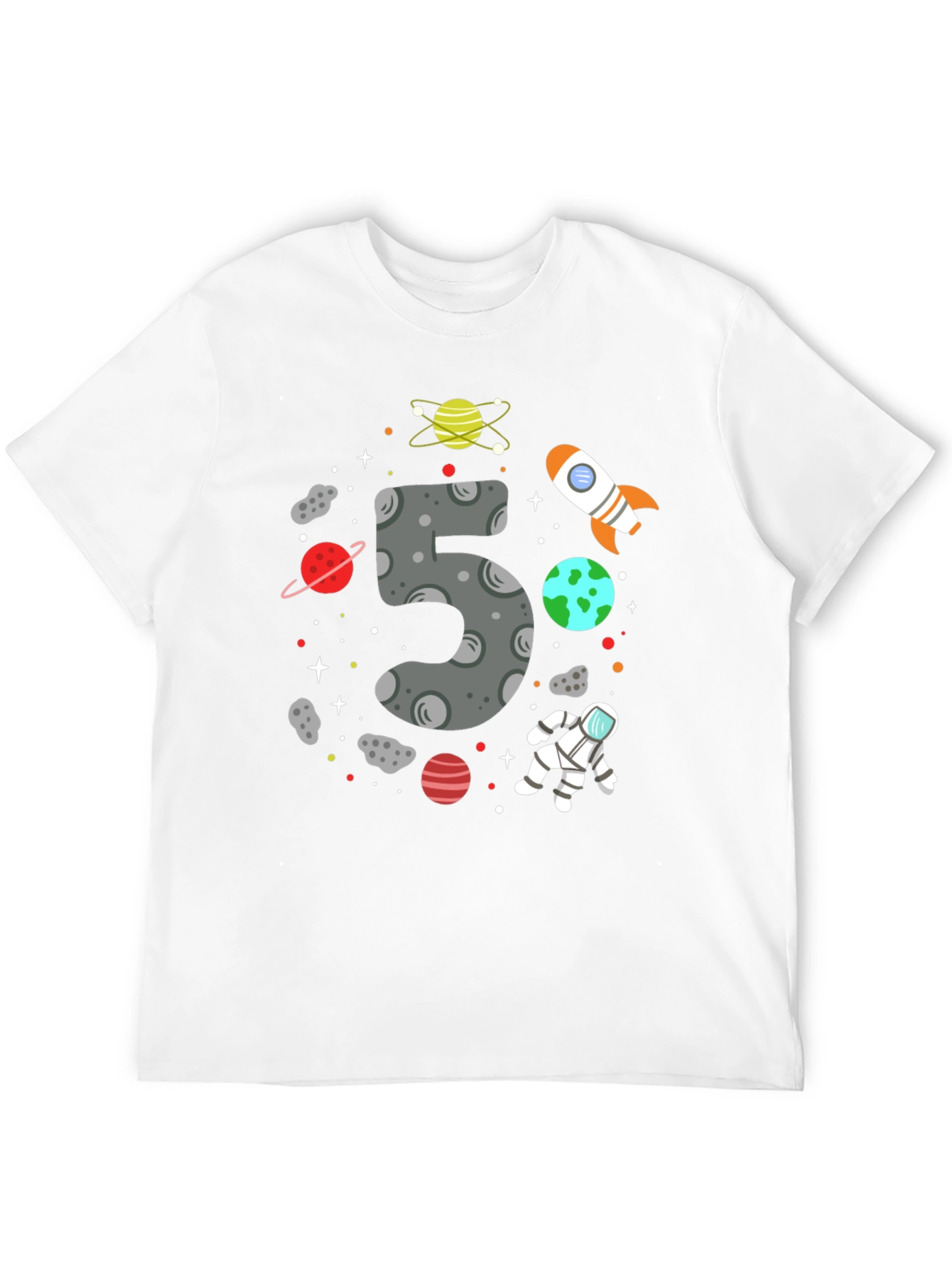Space Themed Birthday T-Shirt - Number 5