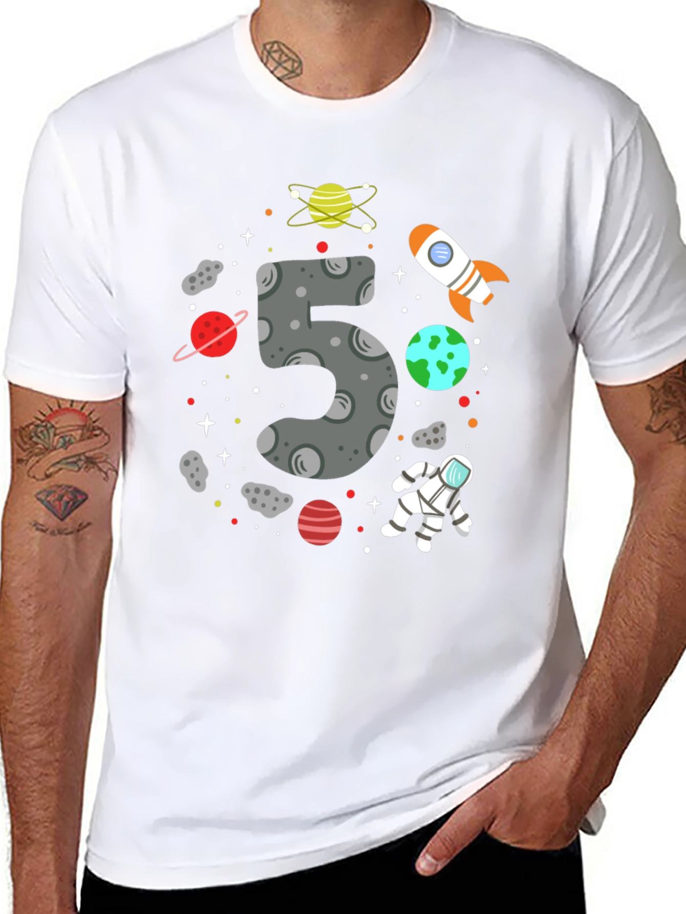 Space Themed Birthday T-Shirt - Number 5