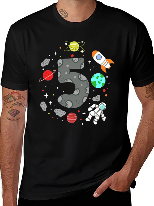 Space Themed Birthday T-Shirt - Number 5