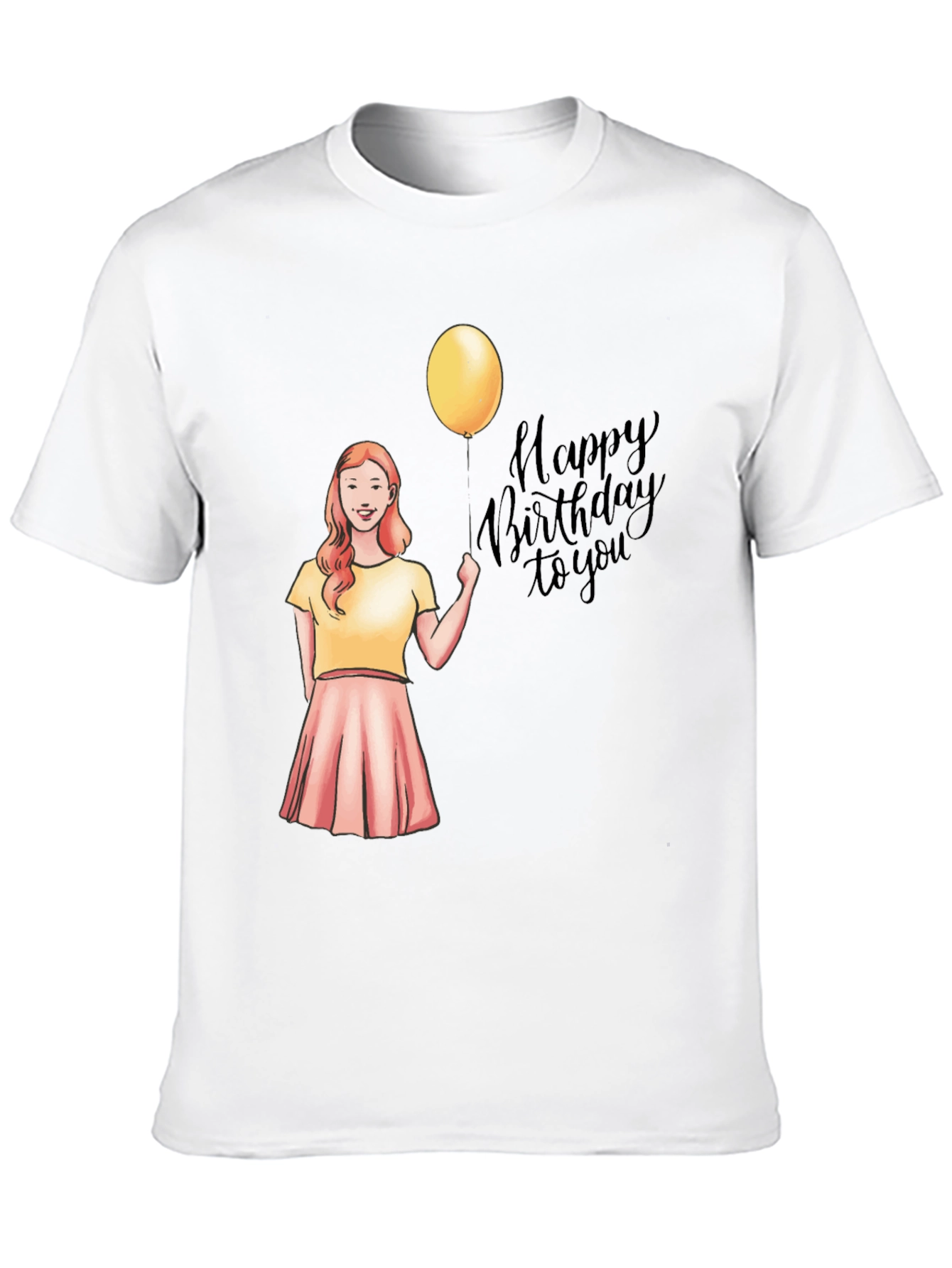 Happy Birthday Girl on Black T-Shirt